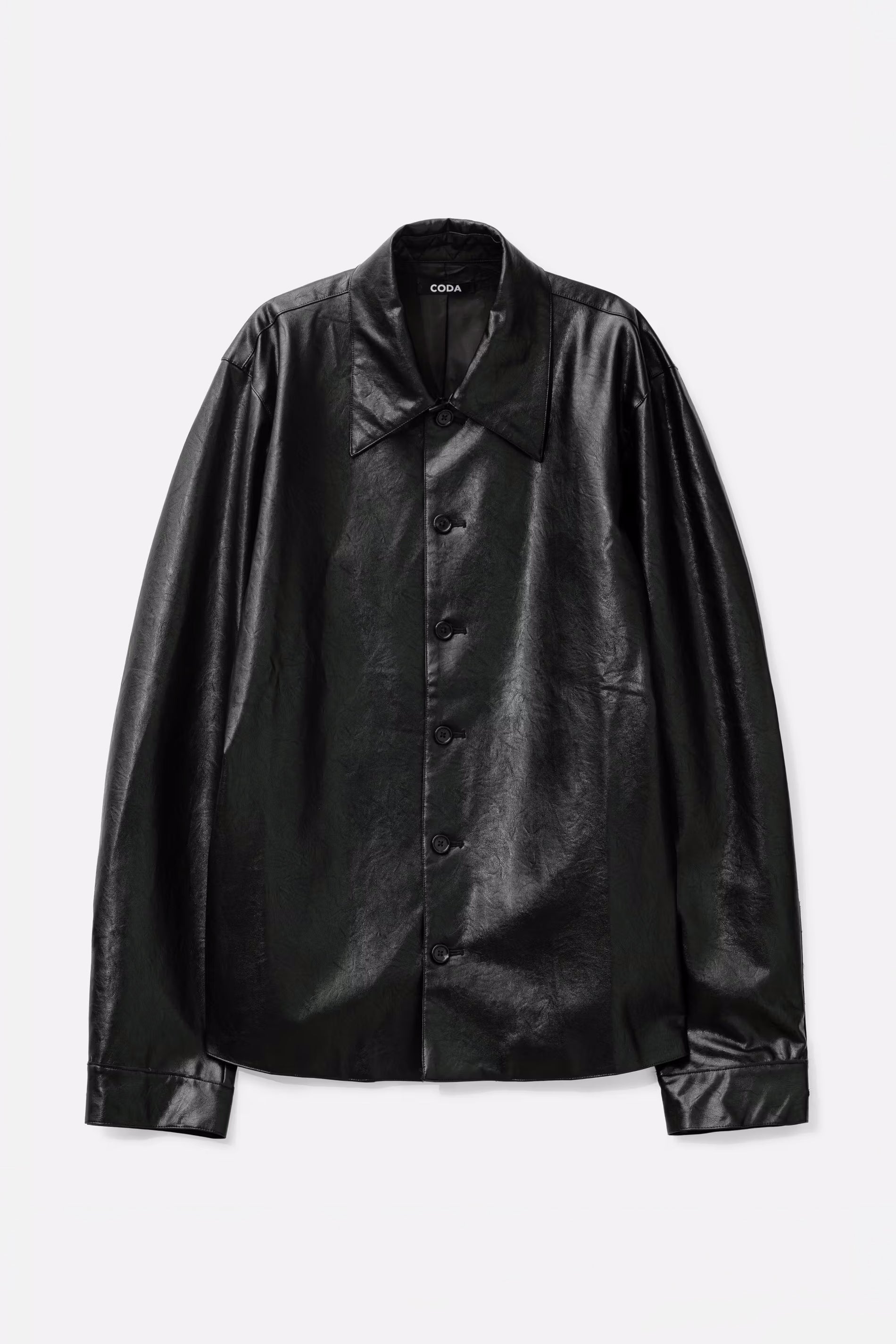 Load image into Gallery viewer, BLACK SYNTHETIC LEATHER CUT OUT TIERED JACKET