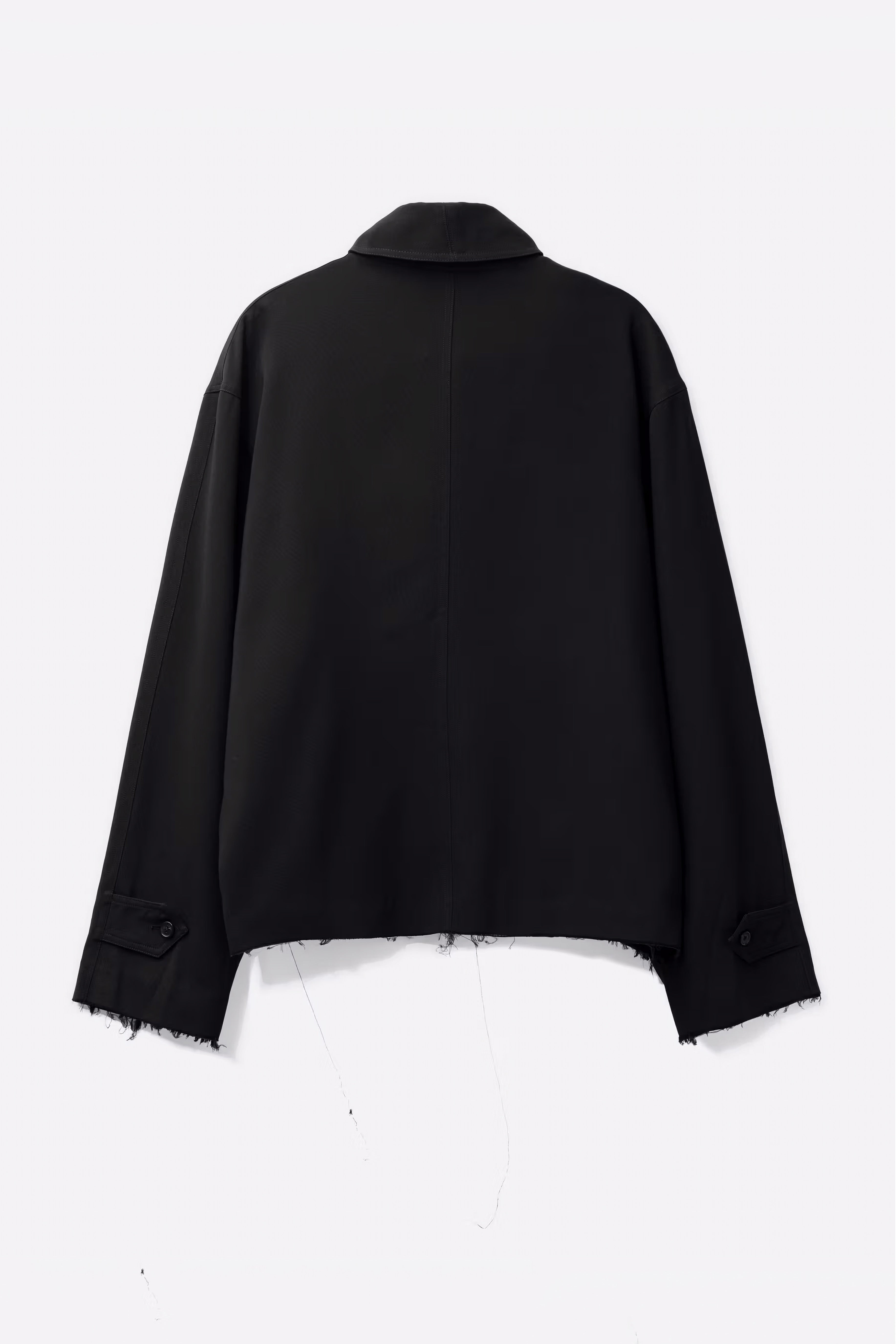 Load image into Gallery viewer, BLACK DISSOLVED CUT OUT BALMACAAN COAT