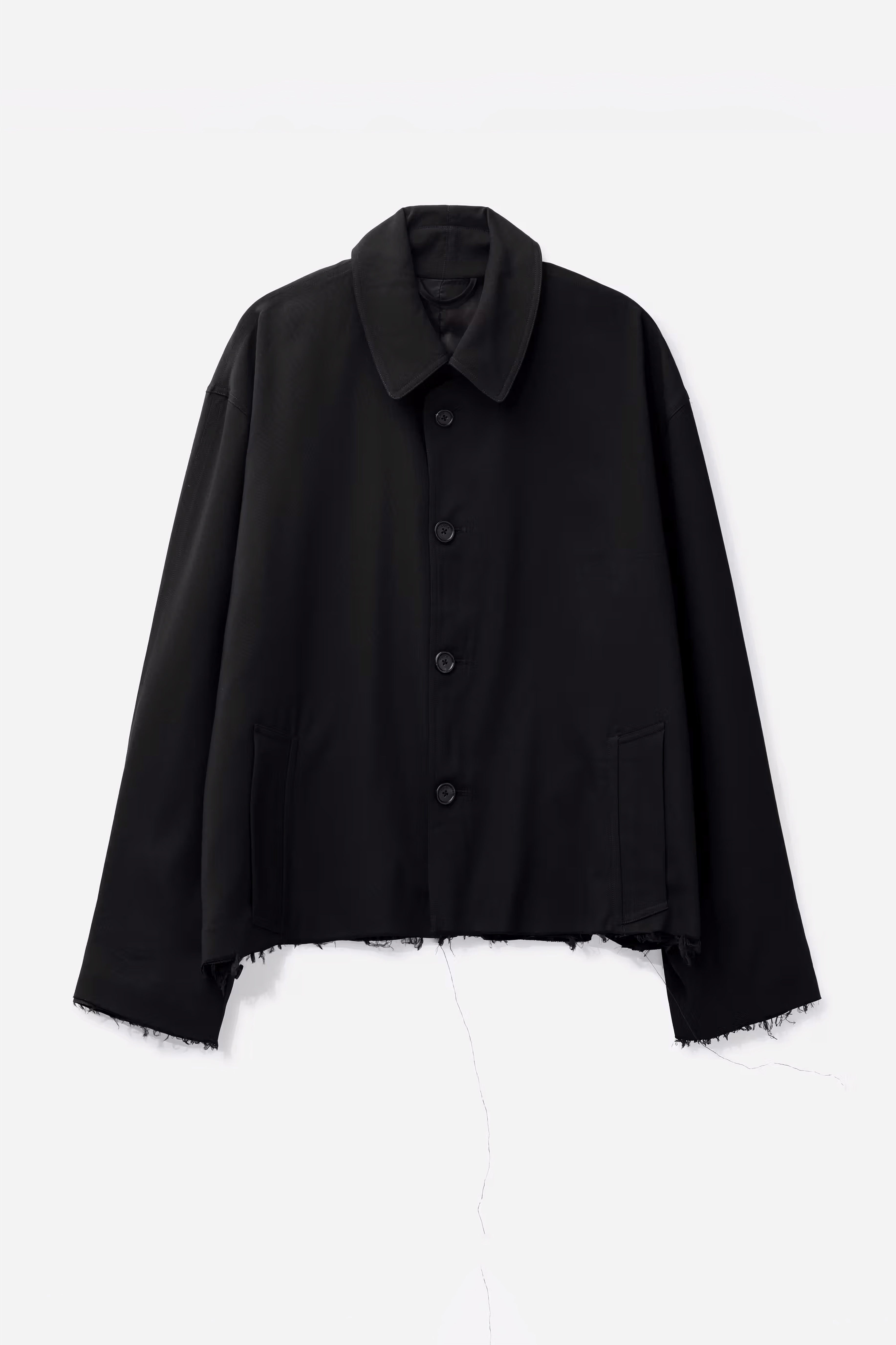 Load image into Gallery viewer, BLACK DISSOLVED CUT OUT BALMACAAN COAT