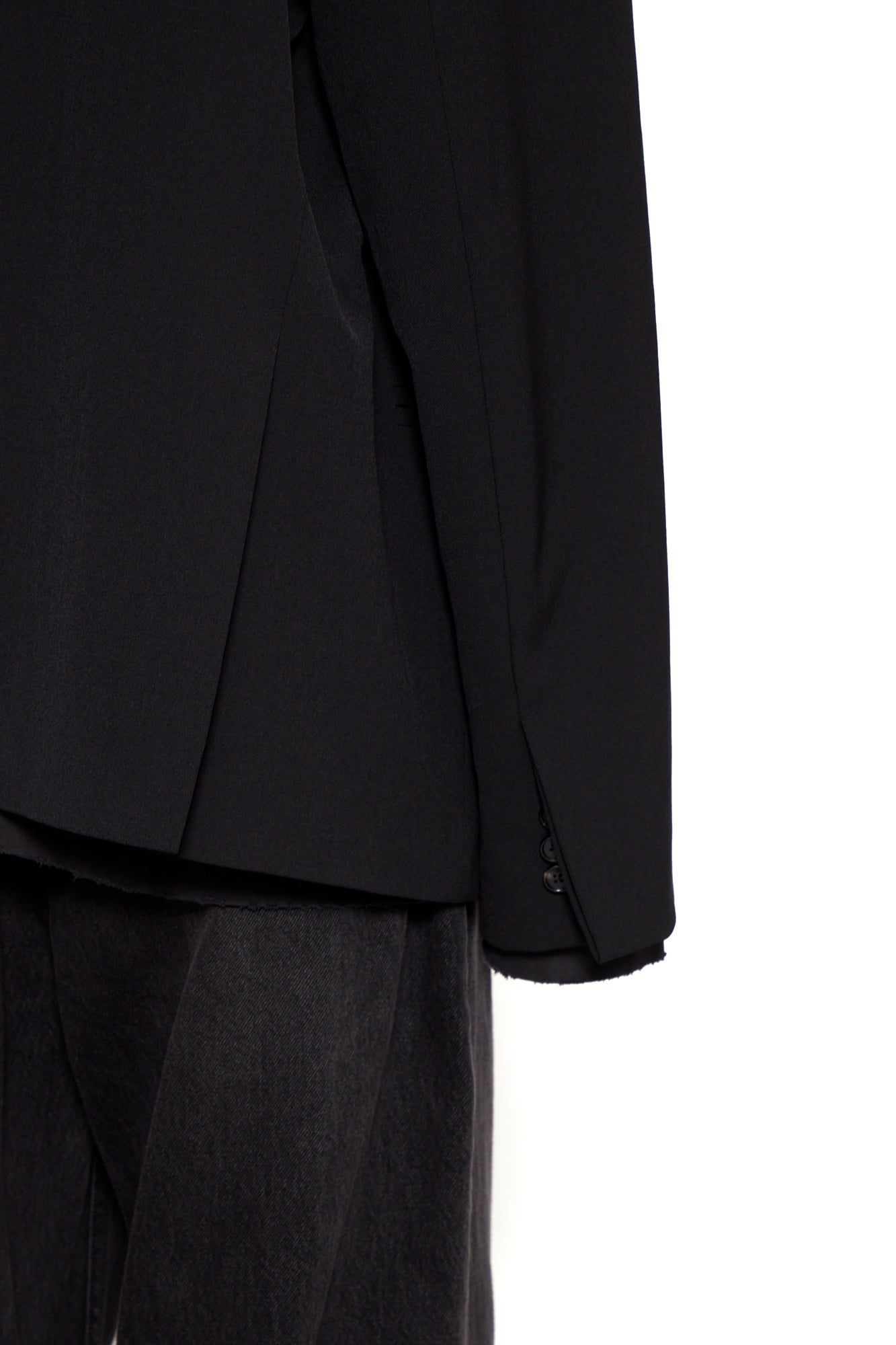 Load image into Gallery viewer, BLACK WOOL POLY GABARDINE DOUBLE BREASTED LENTO JACKET
