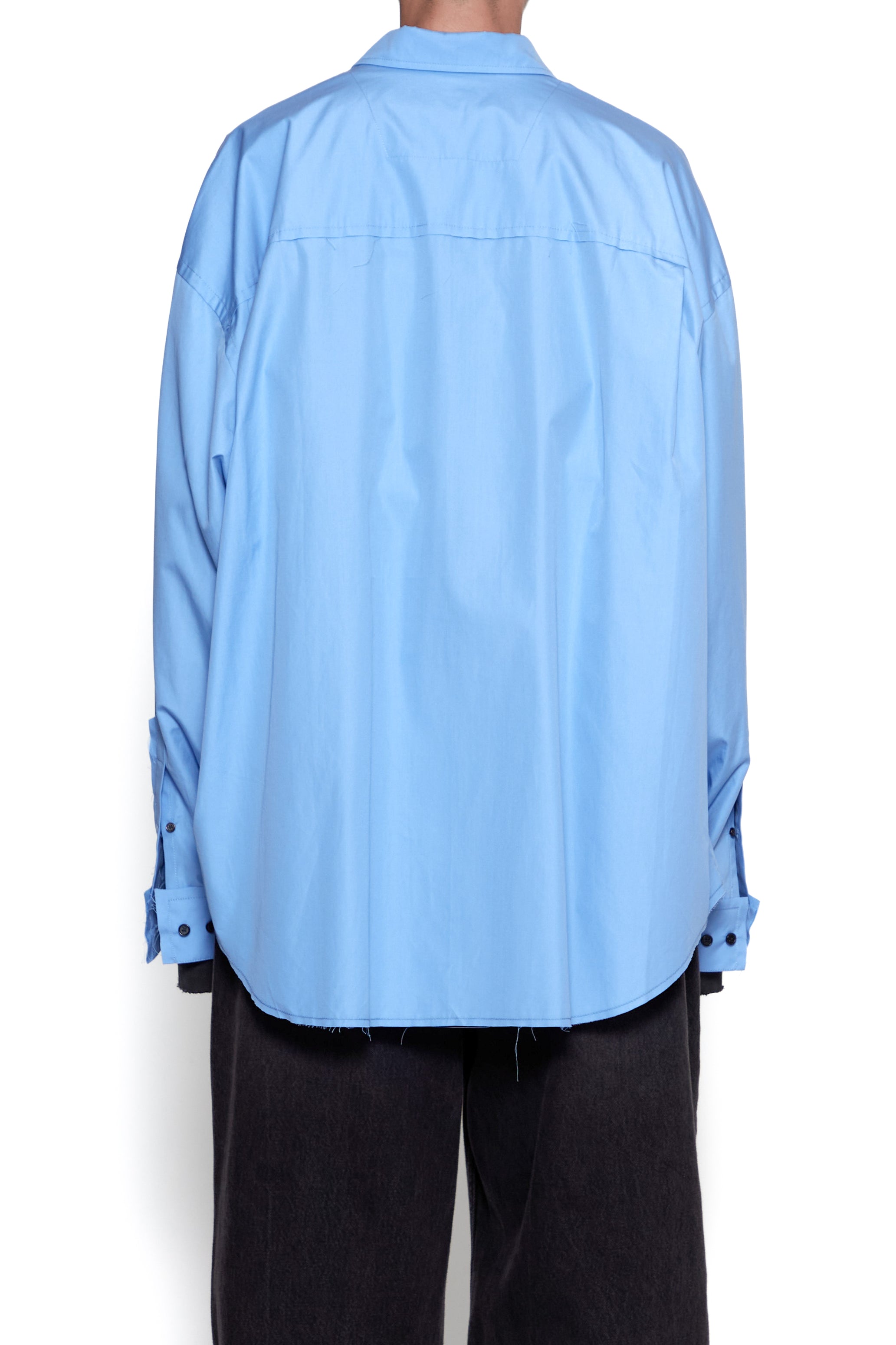 BLUE THOMAS MASON POPLIN RAW EDGES STRUCTURED SHIRT
