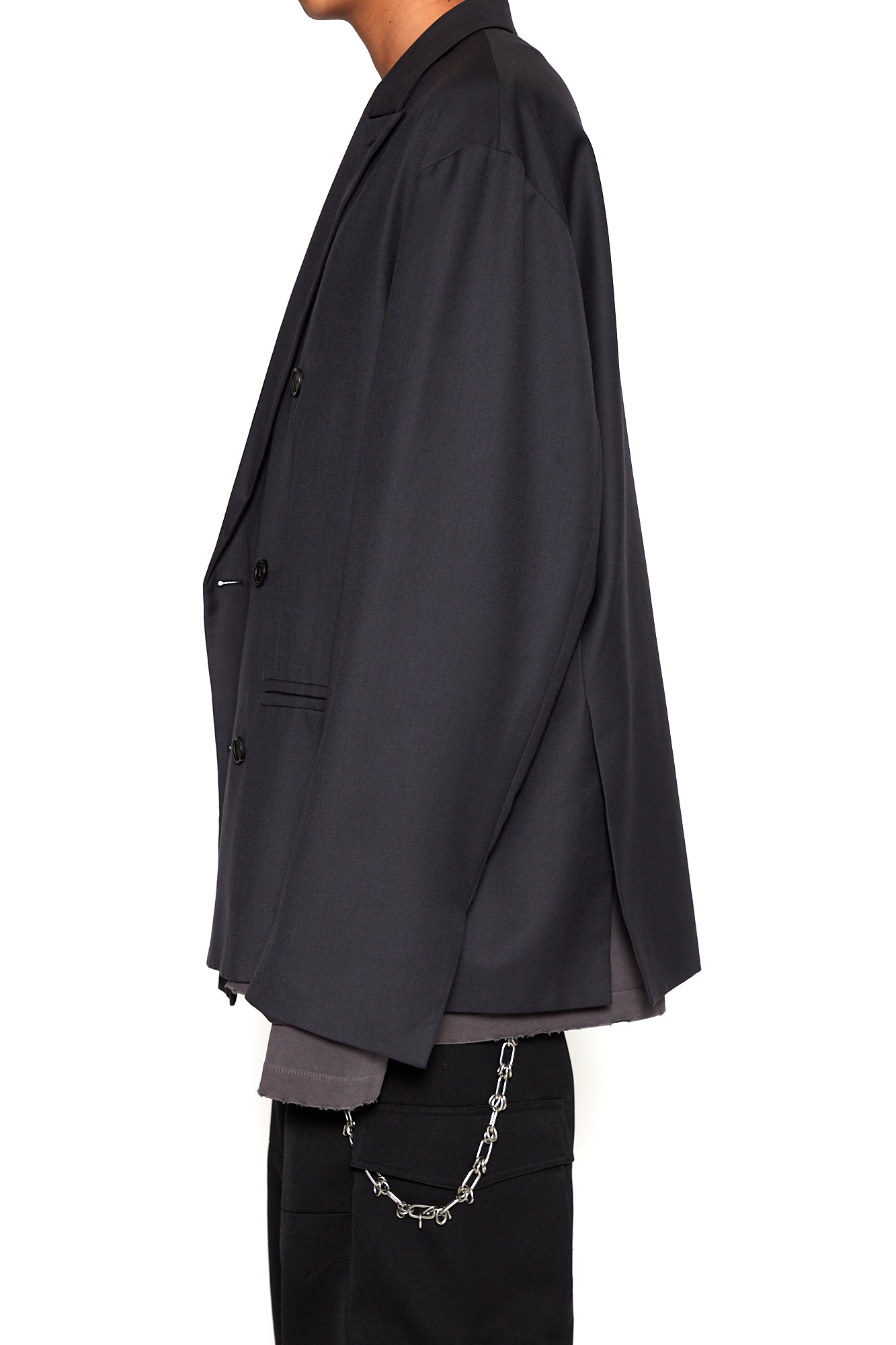 Load image into Gallery viewer, ASPHALT WOOL POLY GABARDINE DOUBLE BREASTED LENTO BLAZER