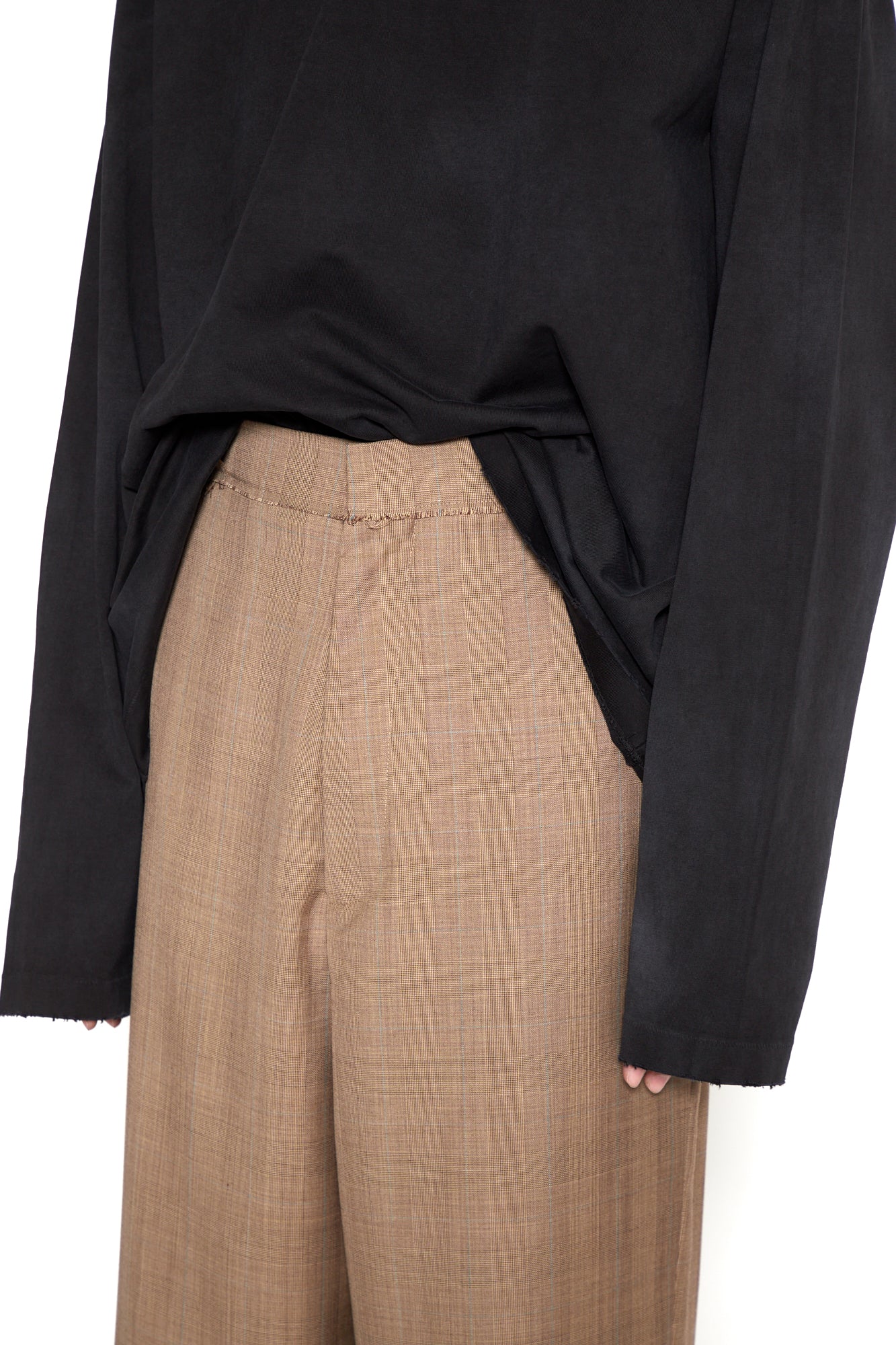 Load image into Gallery viewer, BROWN CHECK WOOL EXTENDED CUT TAILORED WIDE SLACK