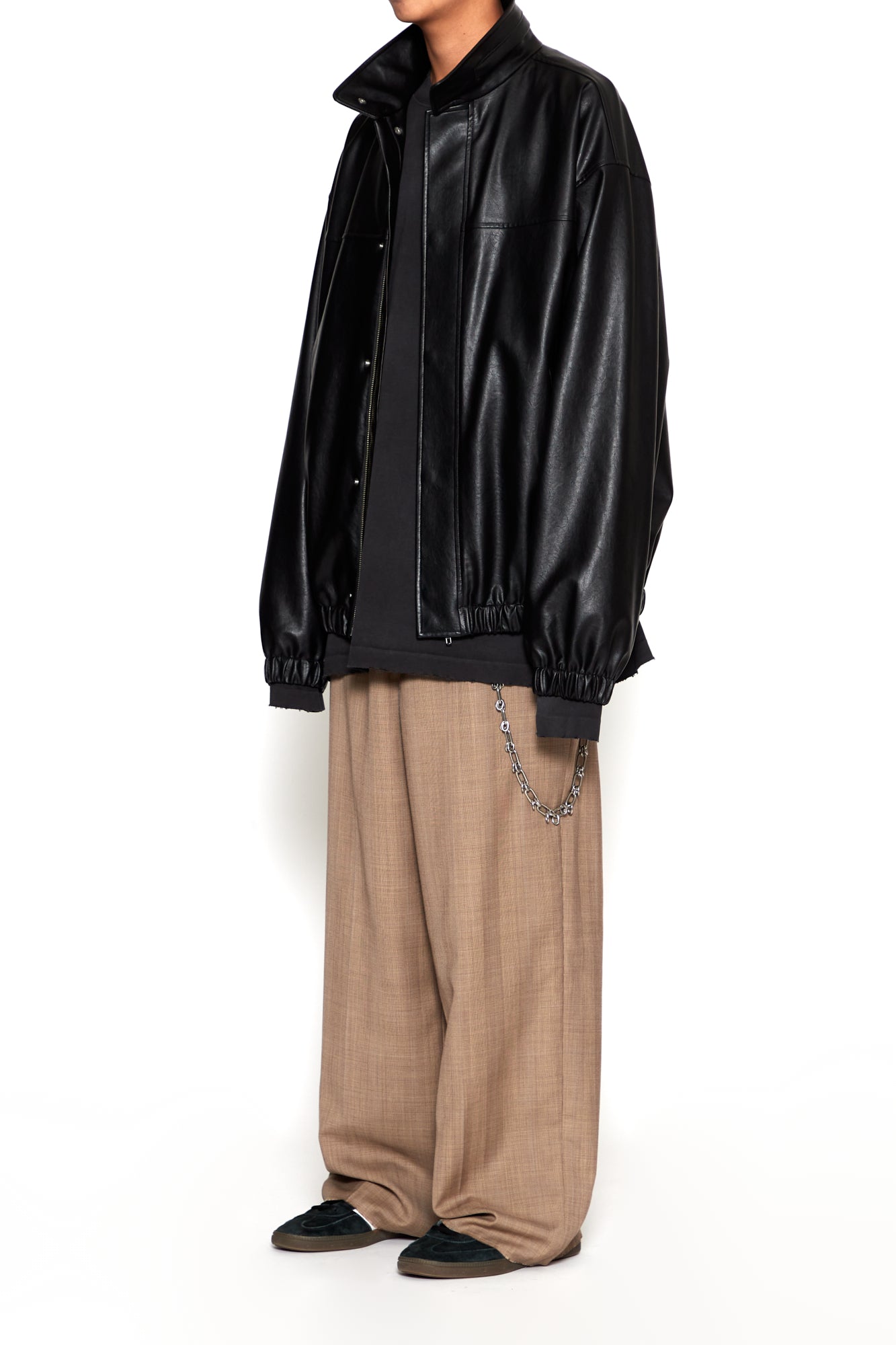 BROWN CHECK WOOL EXTENDED CUT TAILORED WIDE SLACK