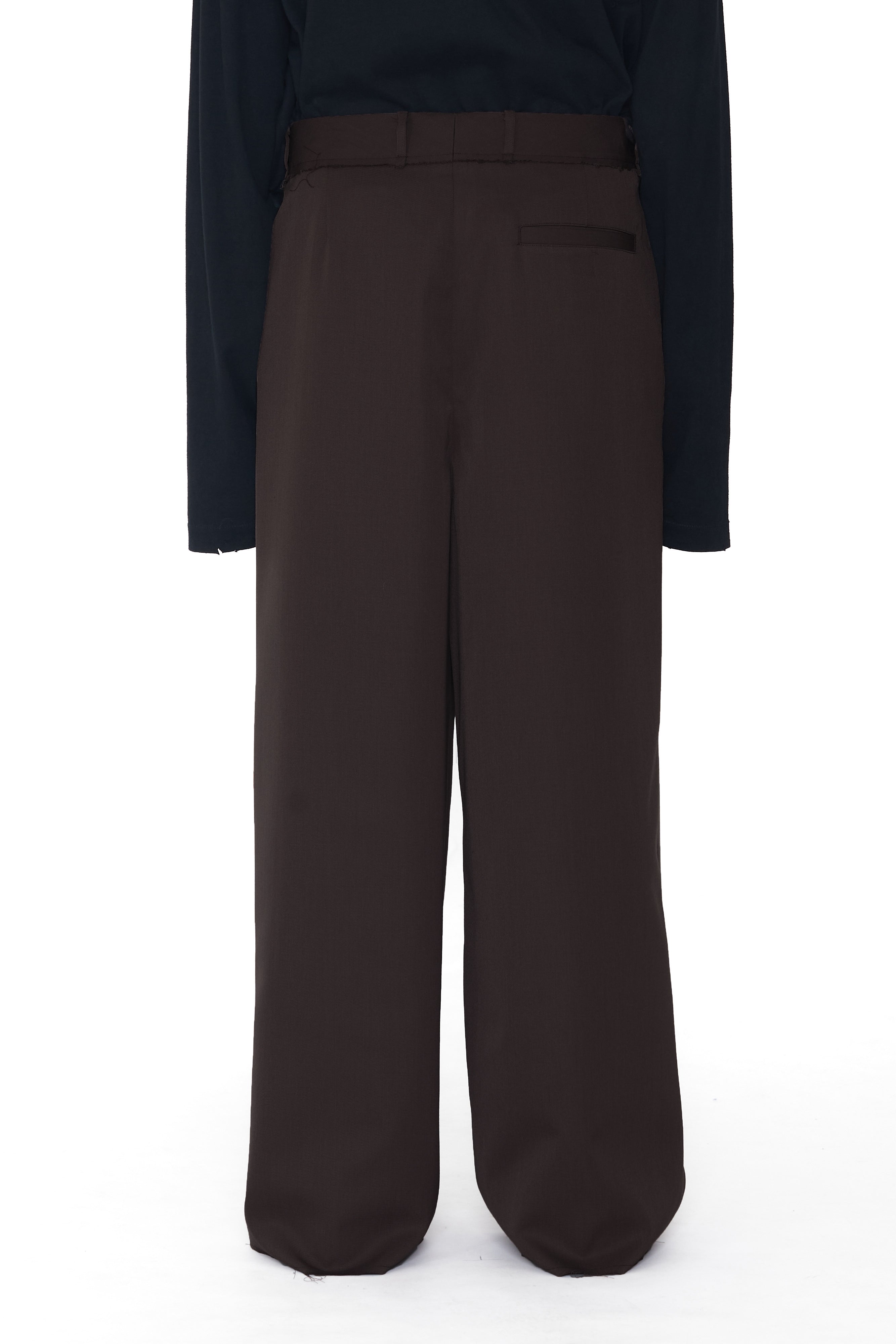 Load image into Gallery viewer, BROWN GABARDINE BREAK CUT PLEATED LARGO SLACK