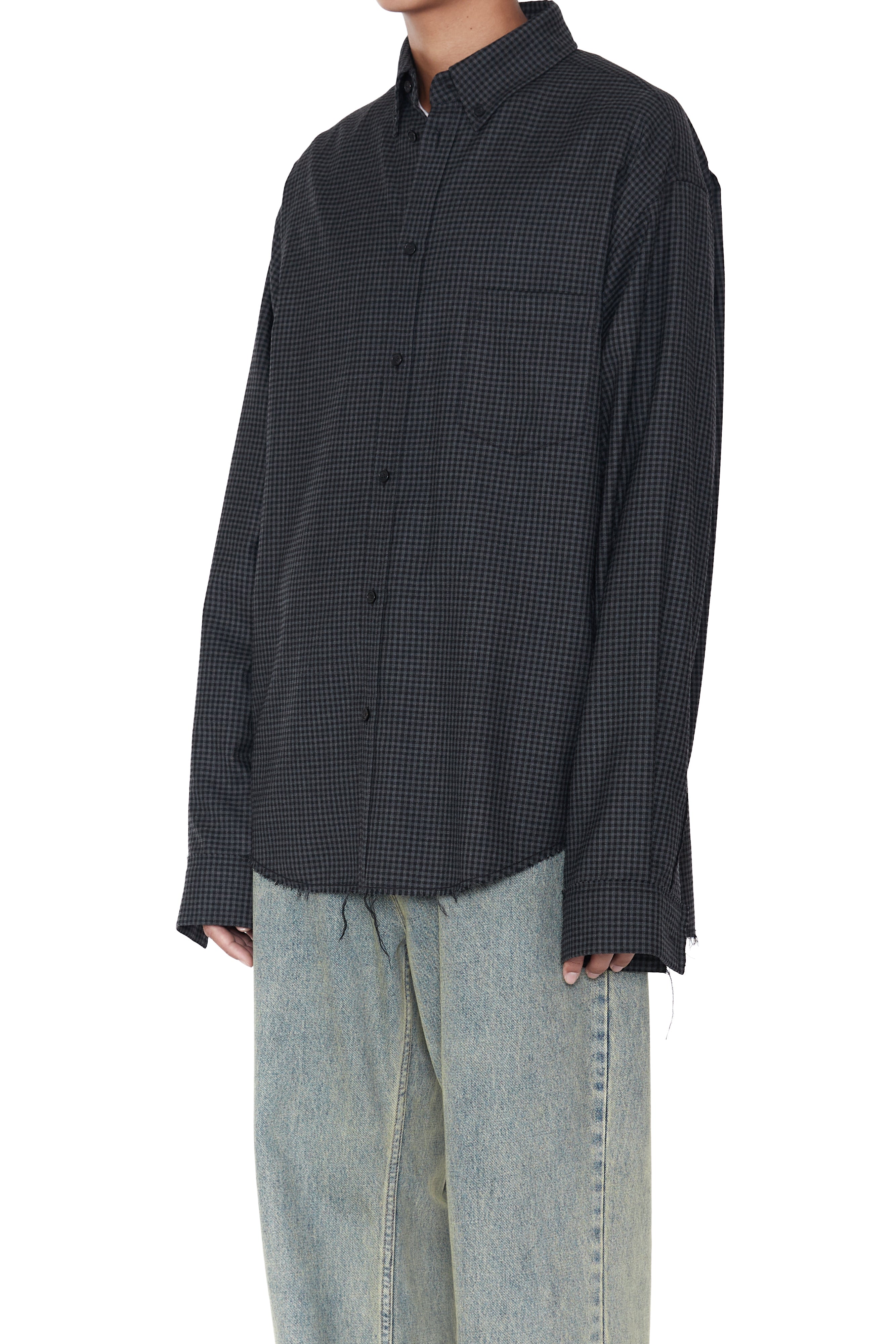 Load image into Gallery viewer, GREY CHECK BUTTON DOWN SHIFT SHIRT