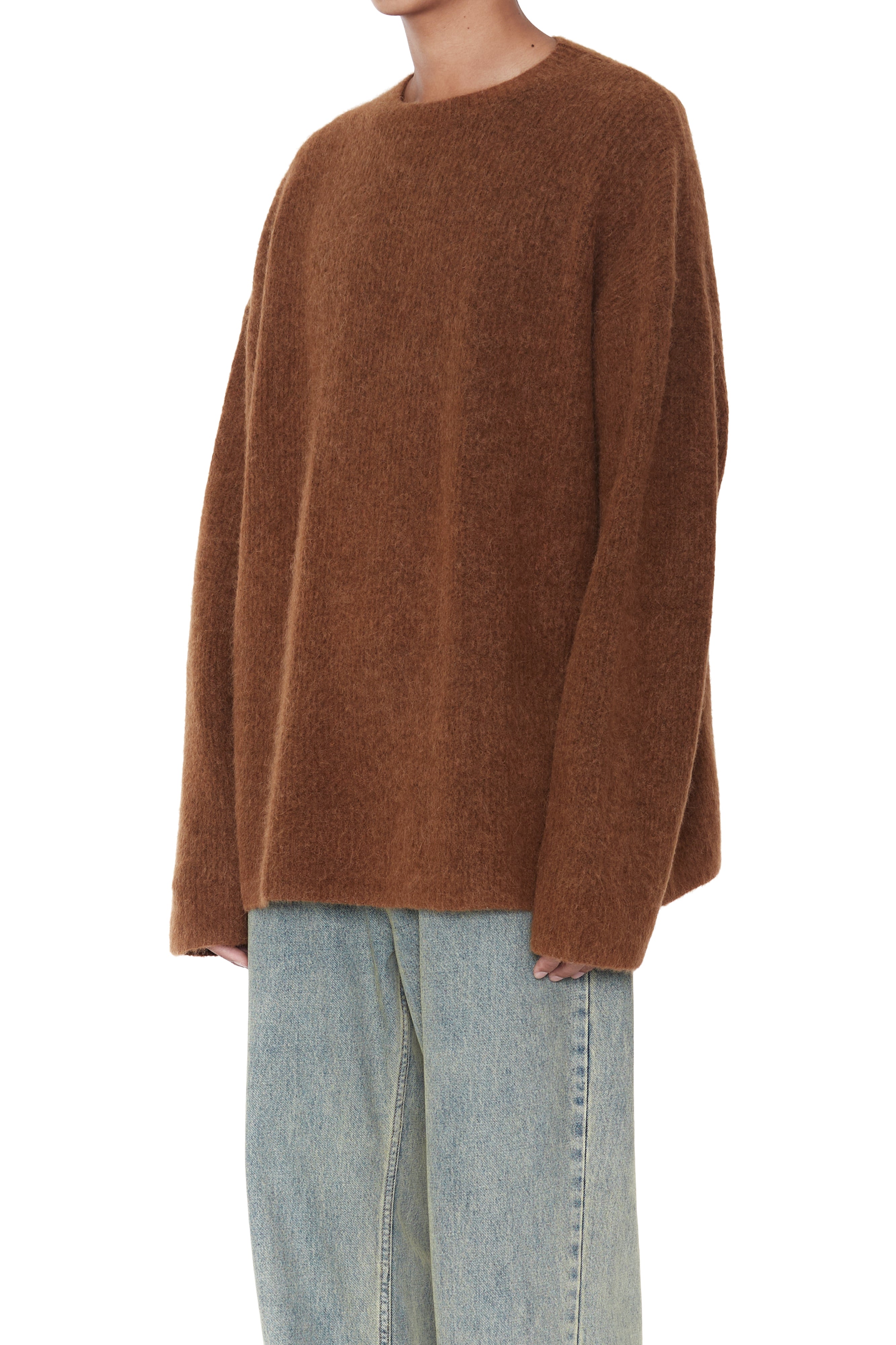 Load image into Gallery viewer, BROWN BABY ALPACA MOHAIR CABIN MOCK-NECK SWEATER