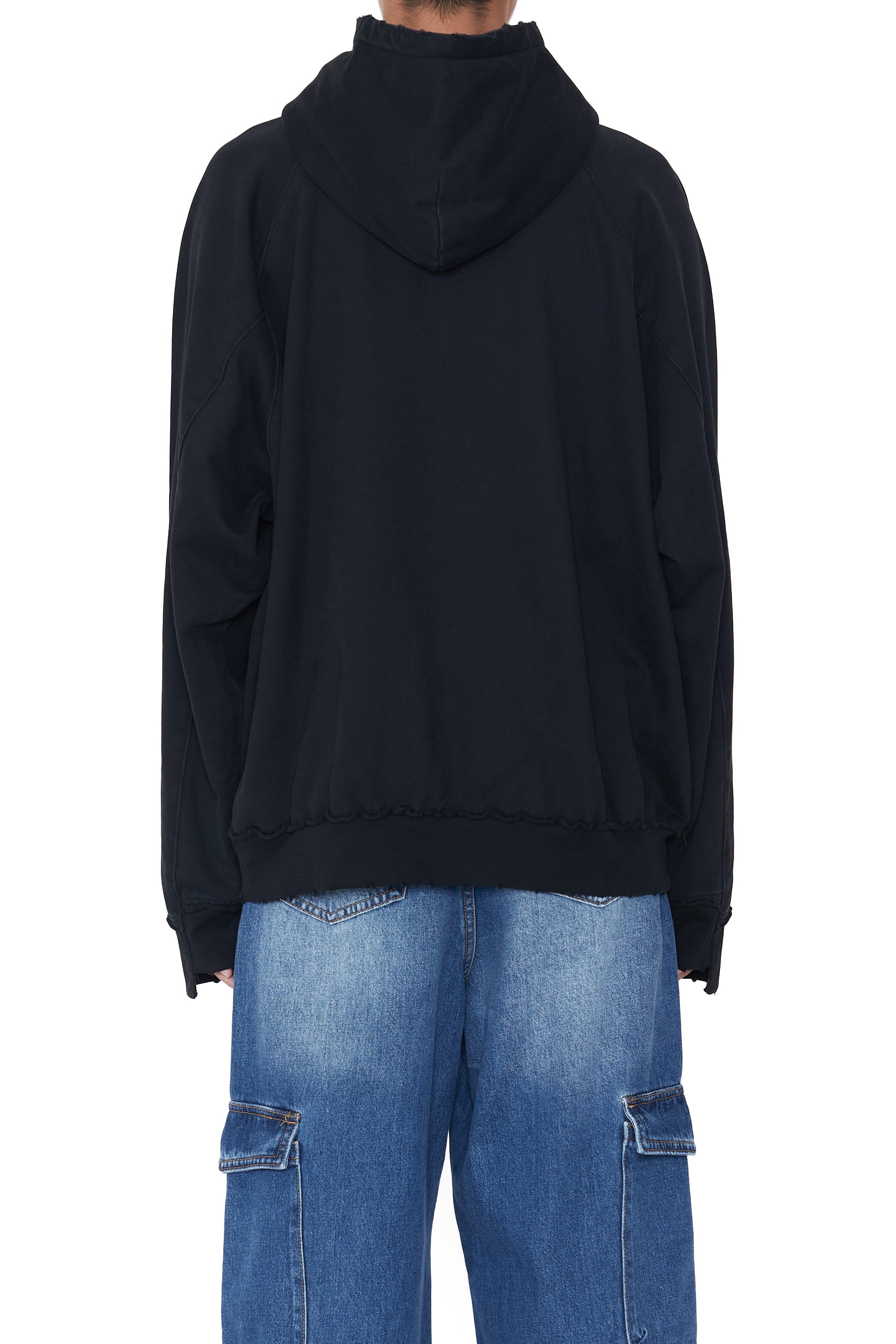Load image into Gallery viewer, BLACK WASHED DISTRESSED AGING SONATA PRINTED HOODIE