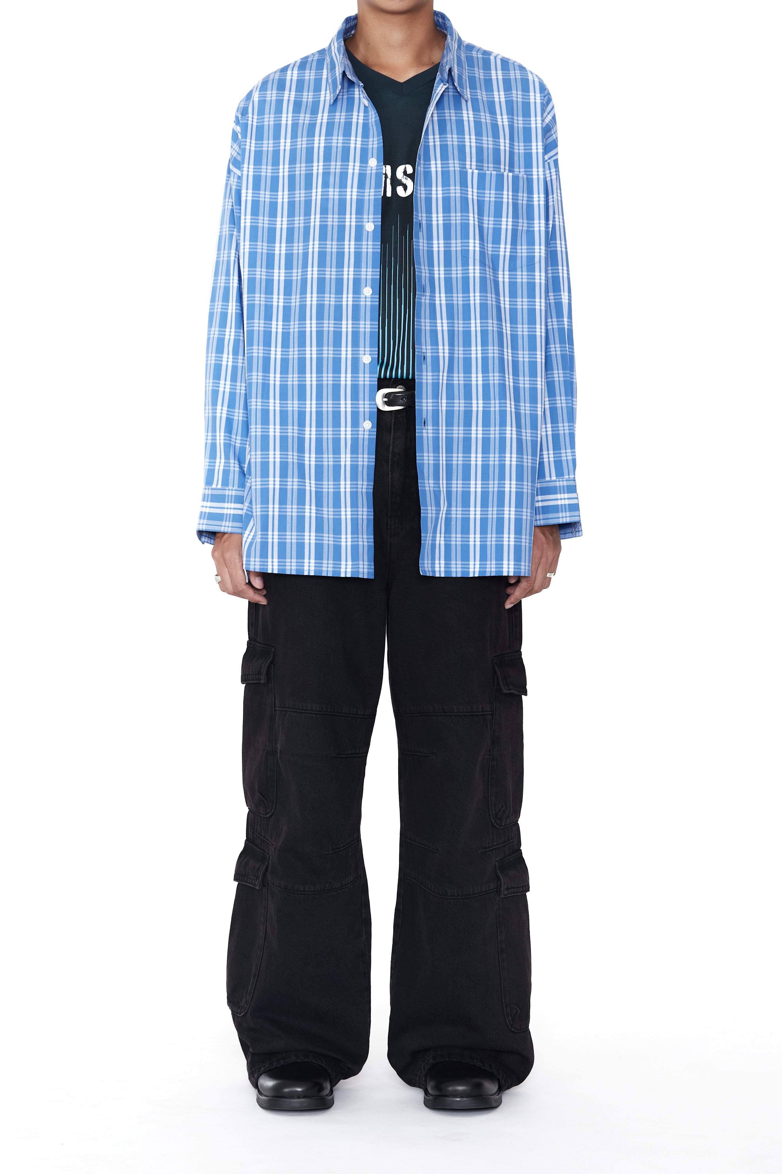Load image into Gallery viewer, BLUE CHECK BACK YOKE SHIRT