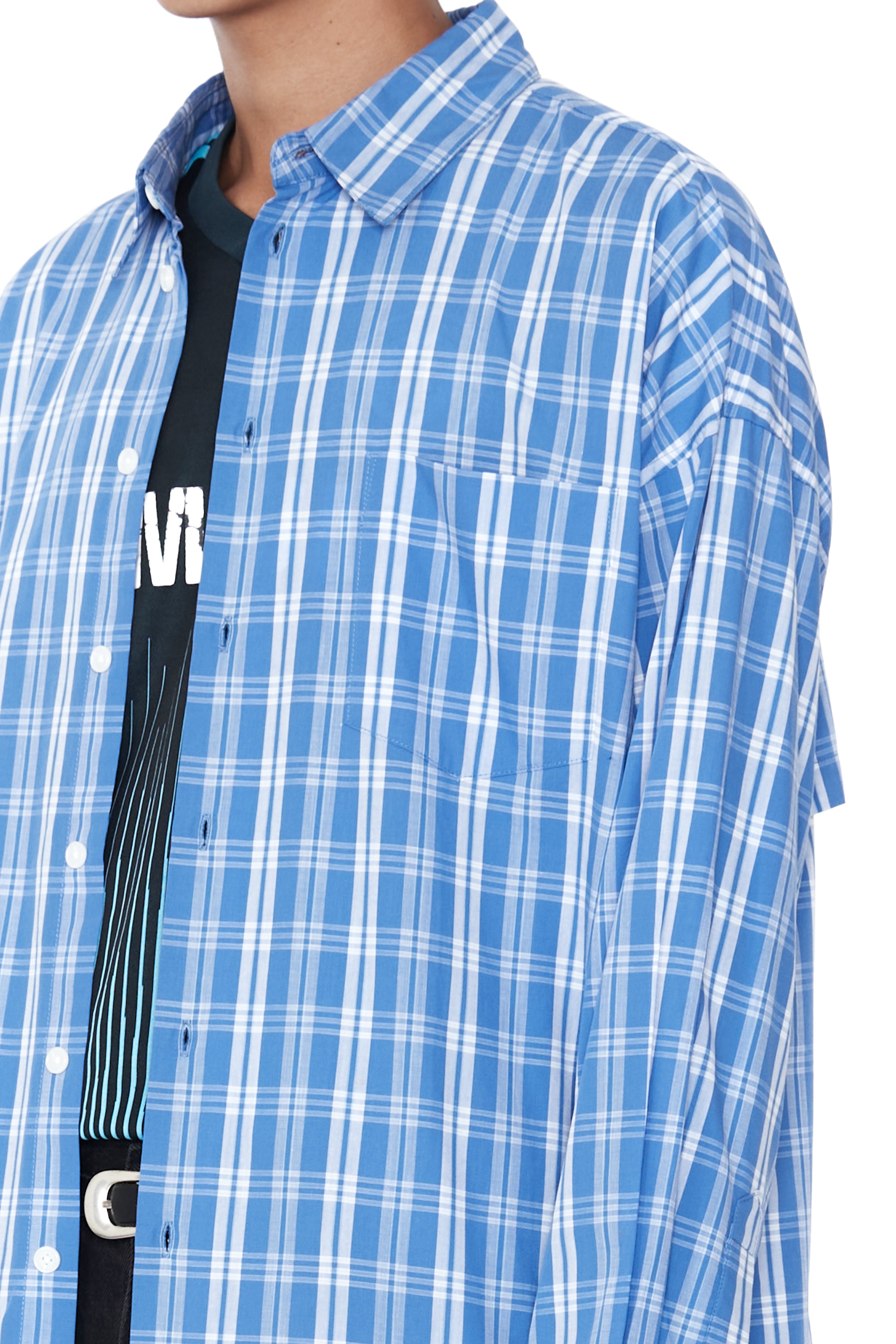 Load image into Gallery viewer, BLUE CHECK BACK YOKE SHIRT