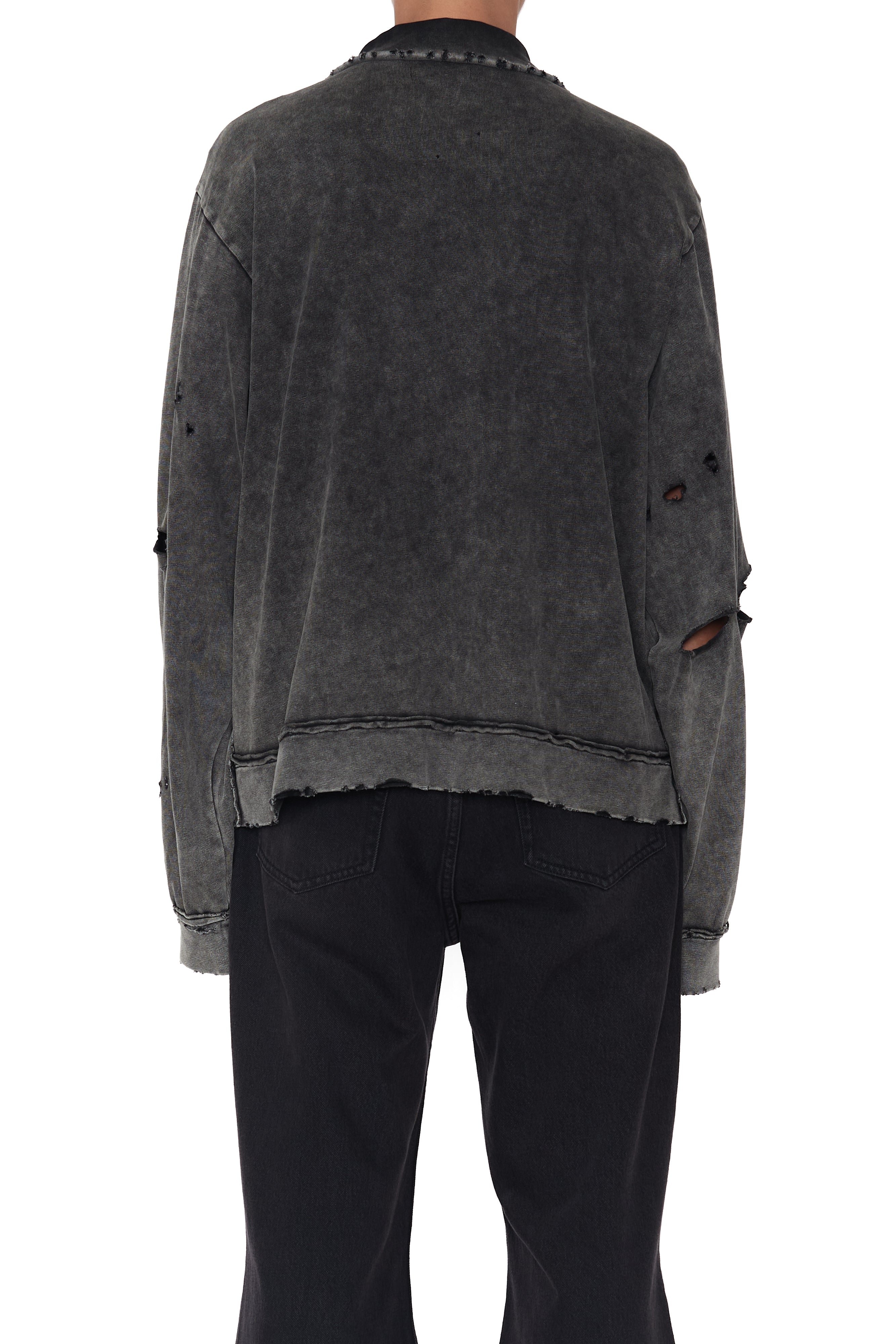 Load image into Gallery viewer, BLACK ACID WASH DESTROYED TRACK JACKET