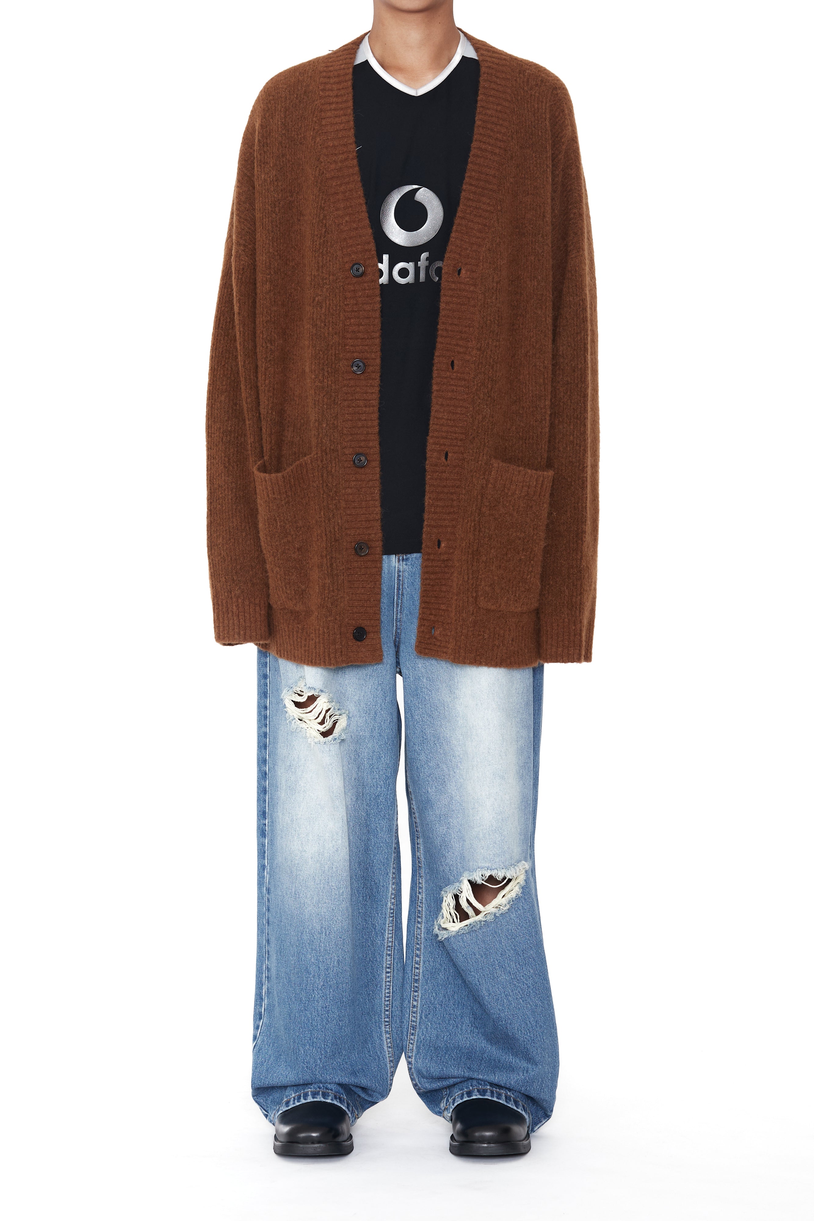 Load image into Gallery viewer, BROWN BABY ALPACA MOHAIR CABIN CARDIGAN