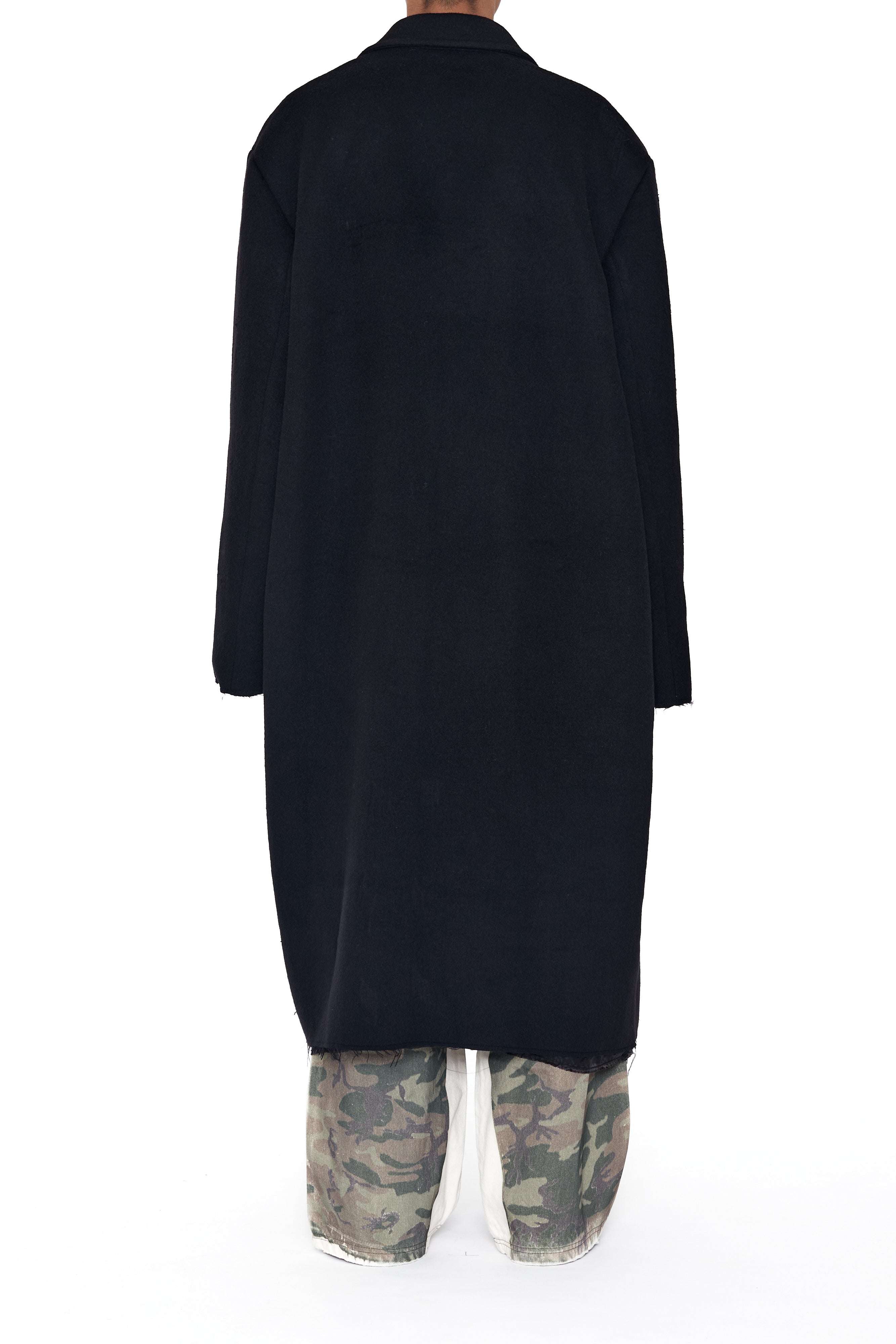 Load image into Gallery viewer, BLACK WOOL CUT OUT DISTRESSED DORIAN COAT