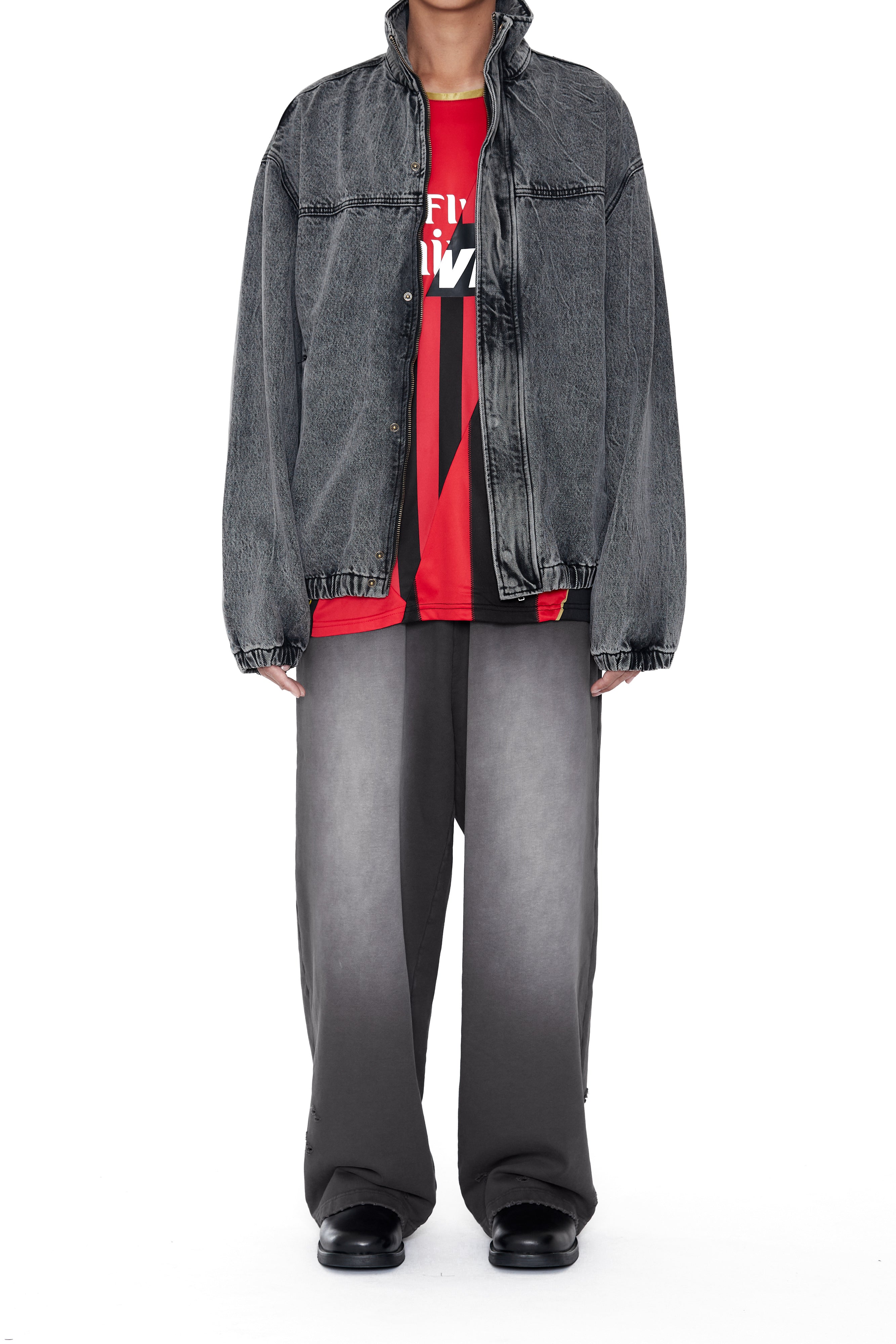 Load image into Gallery viewer, WORN BLACK AGING FADED DAMAGED SWEATPANTS