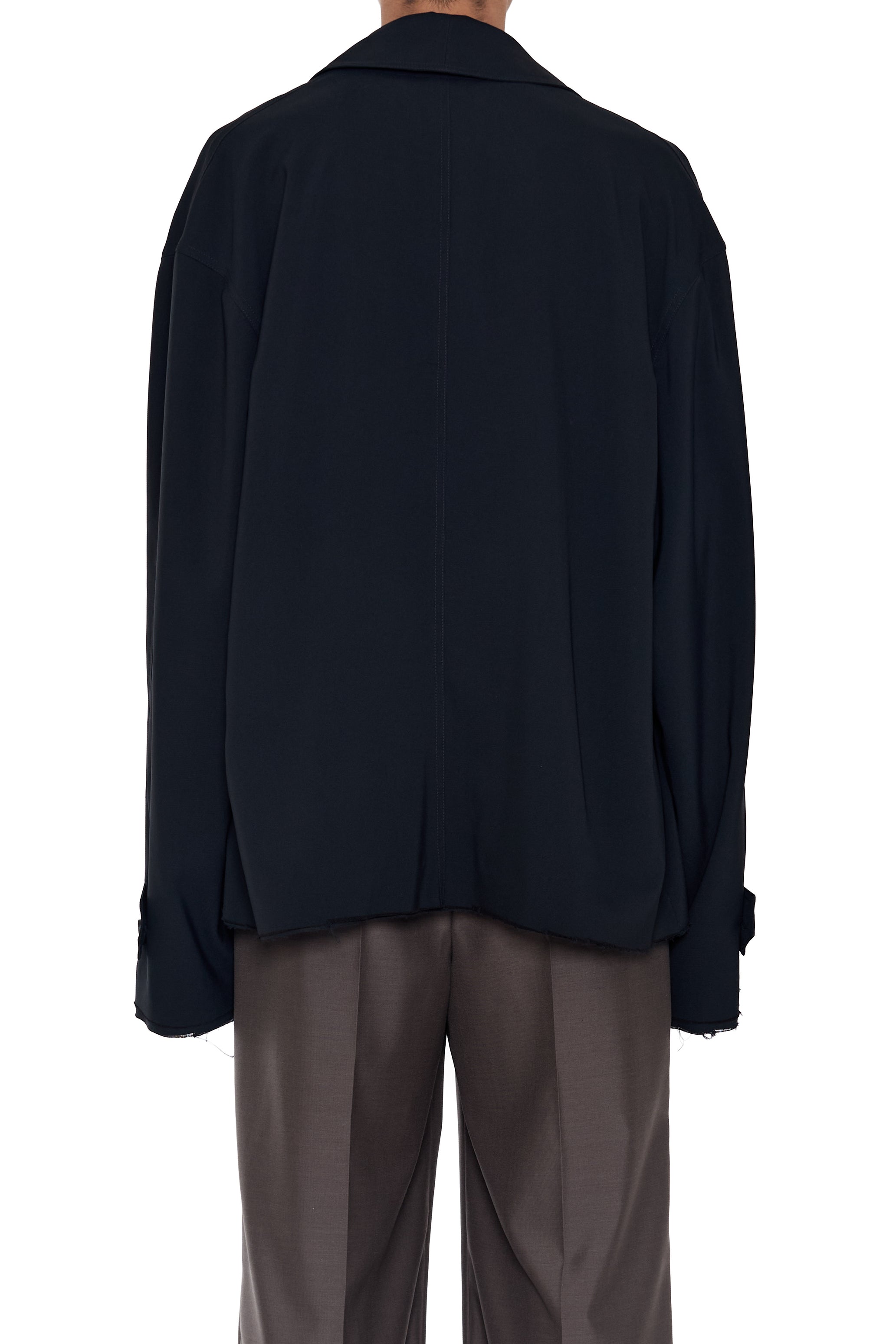 BLACK DISSOLVED CUT OUT BALMACAAN COAT