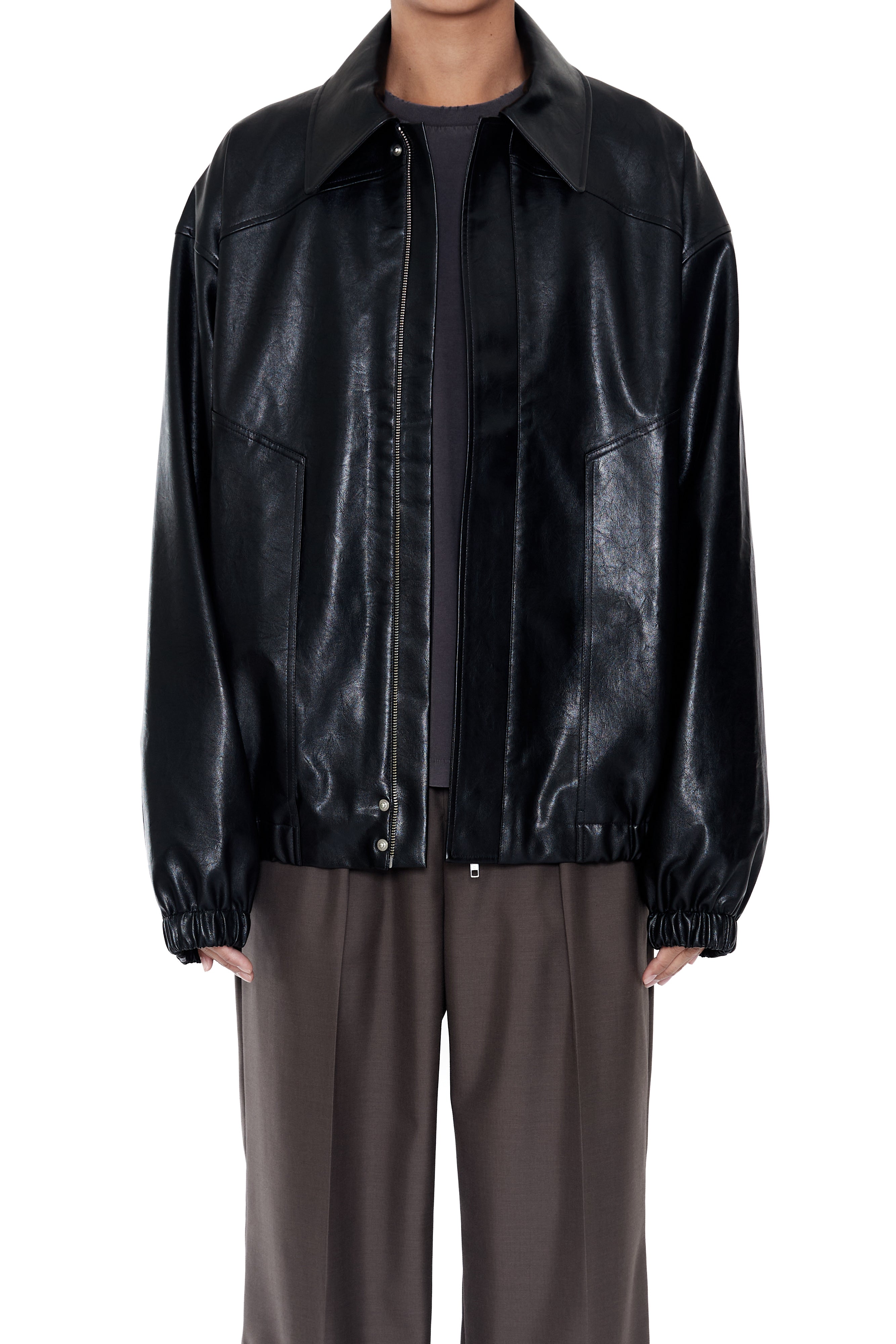 Load image into Gallery viewer, BLACK SYNTHETIC LEATHER CLUB JACKET