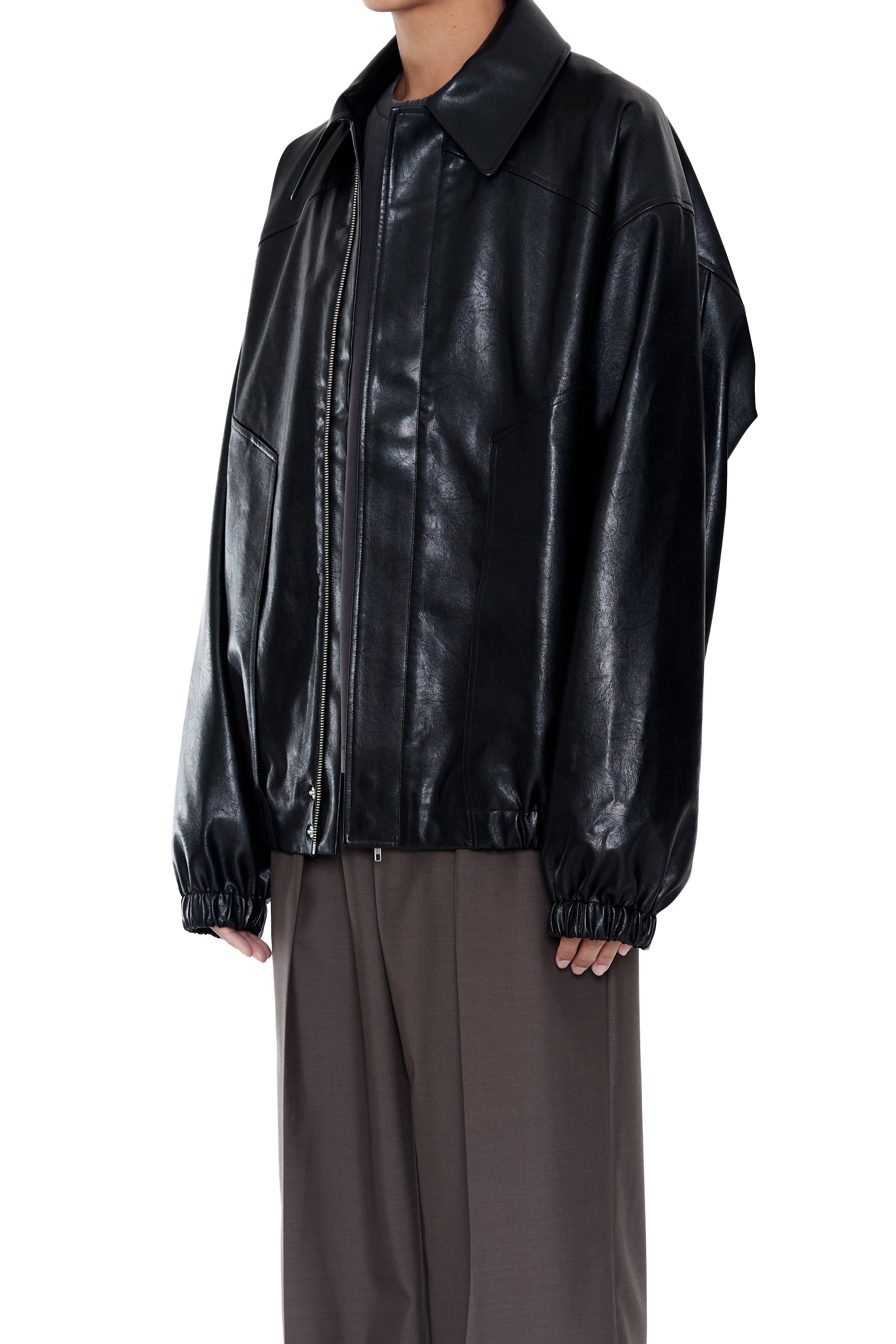 Load image into Gallery viewer, BLACK SYNTHETIC LEATHER CLUB JACKET