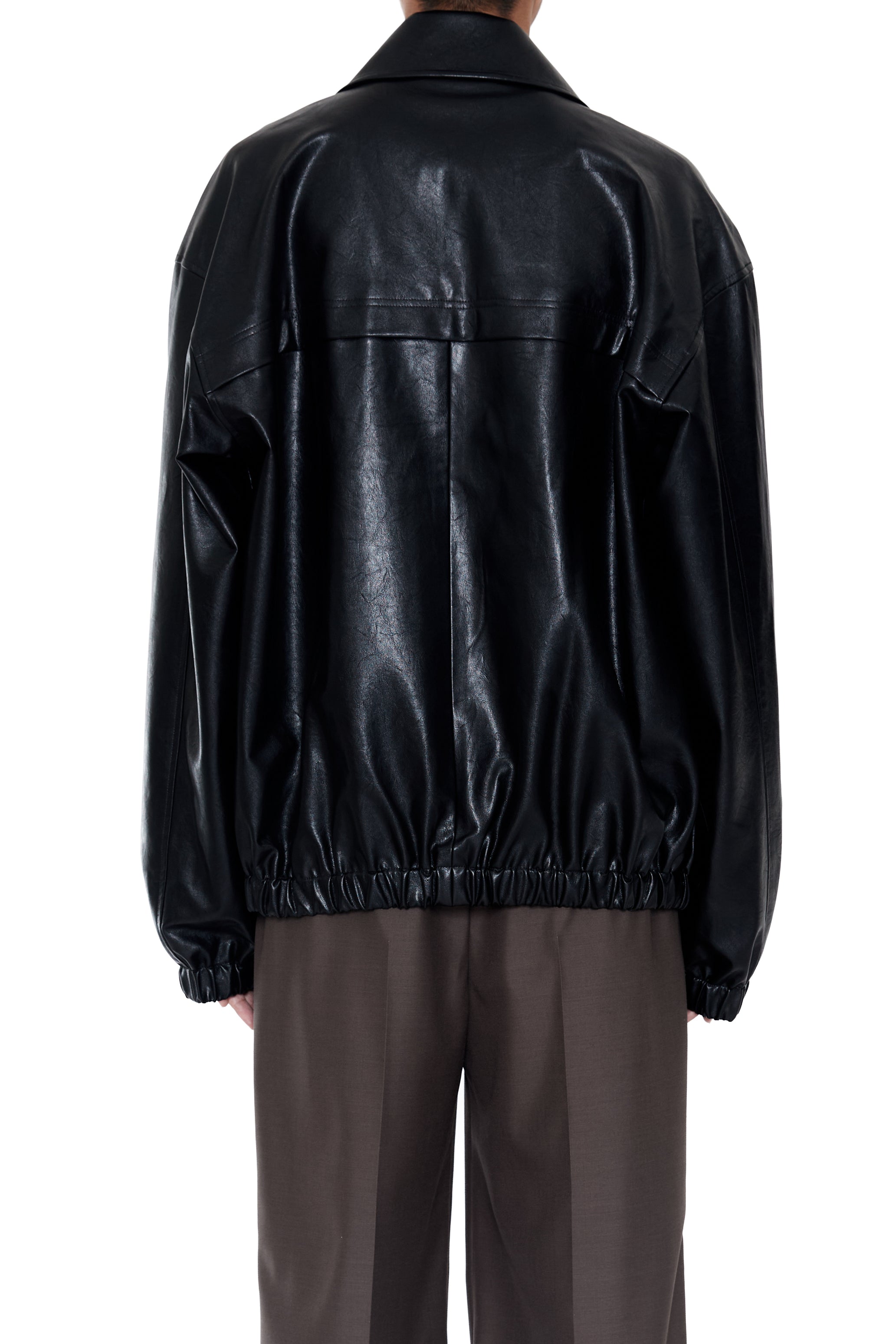 BLACK SYNTHETIC LEATHER CLUB JACKET