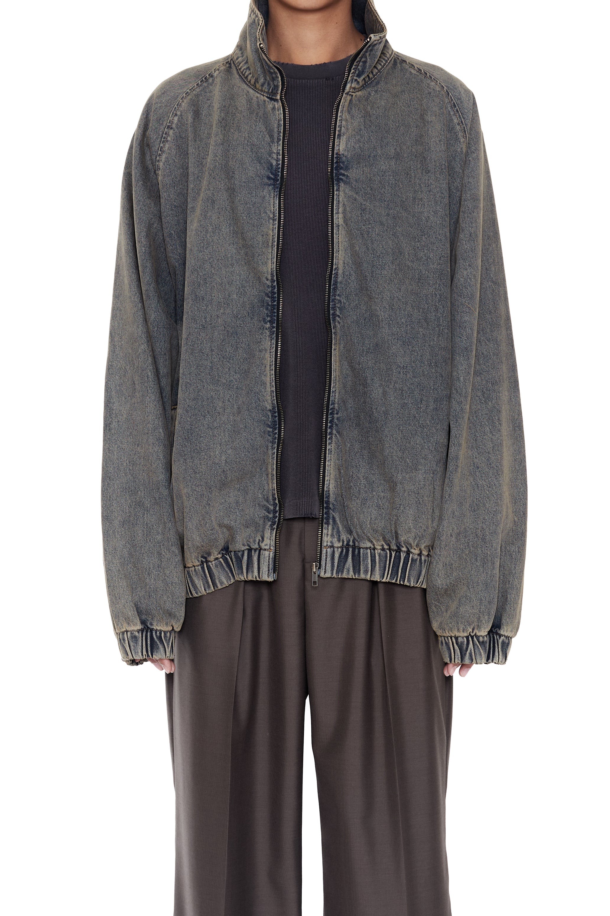 GREY ACID WASH DENIM PRO SPORTS JACKET
