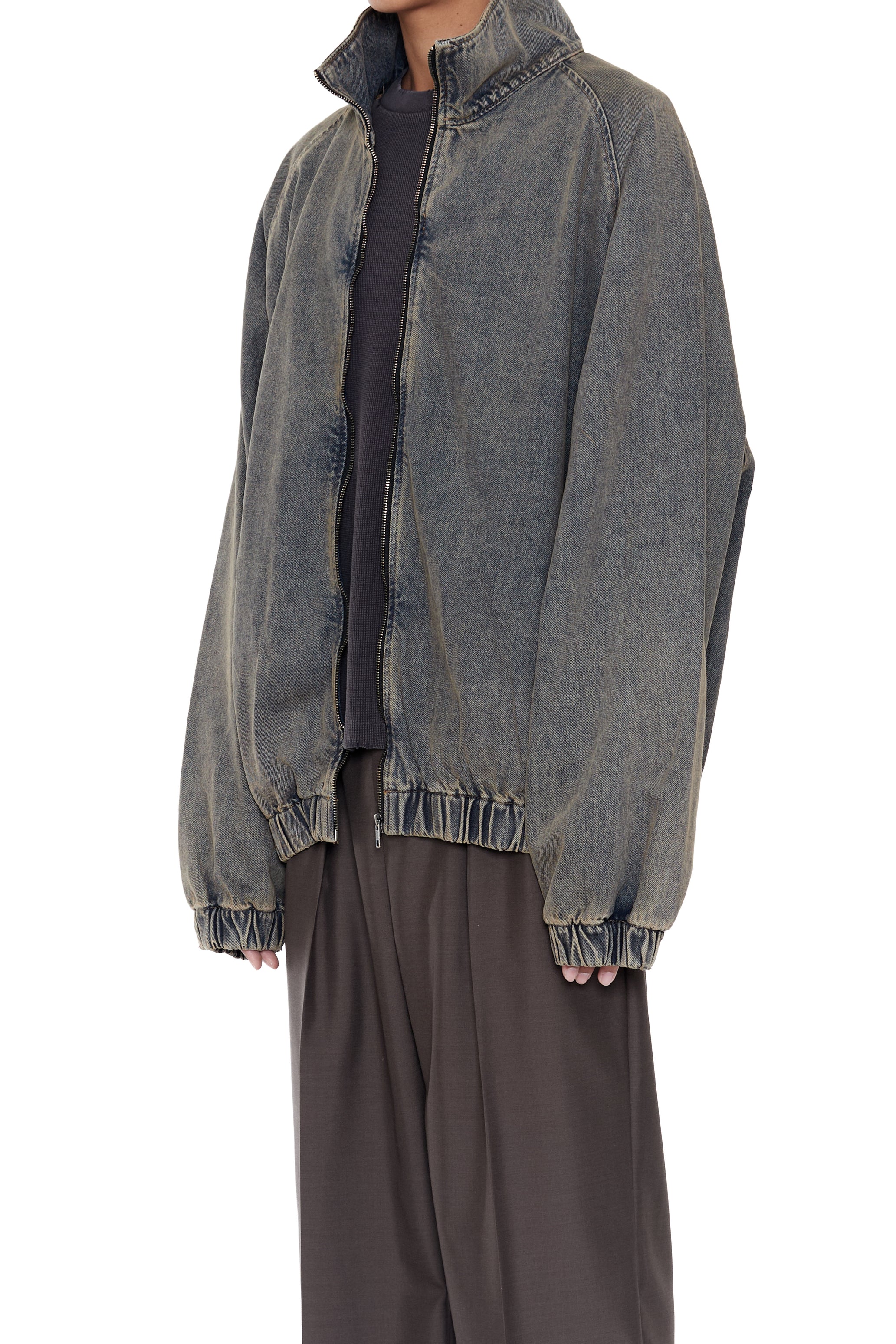 GREY ACID WASH DENIM PRO SPORTS JACKET
