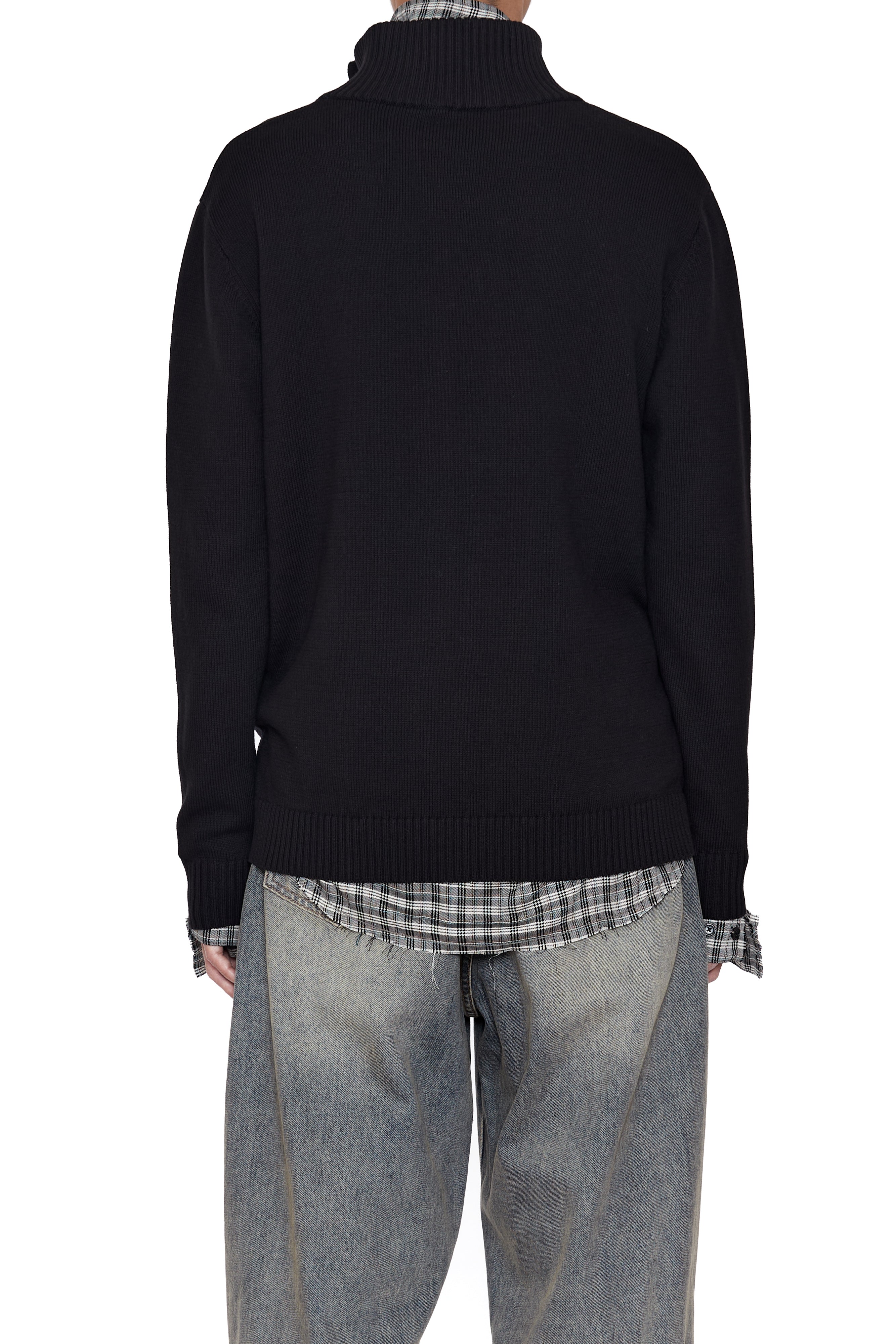 Load image into Gallery viewer, BLACK KNIT SHRUNKEN ZIP TRACK JACKET