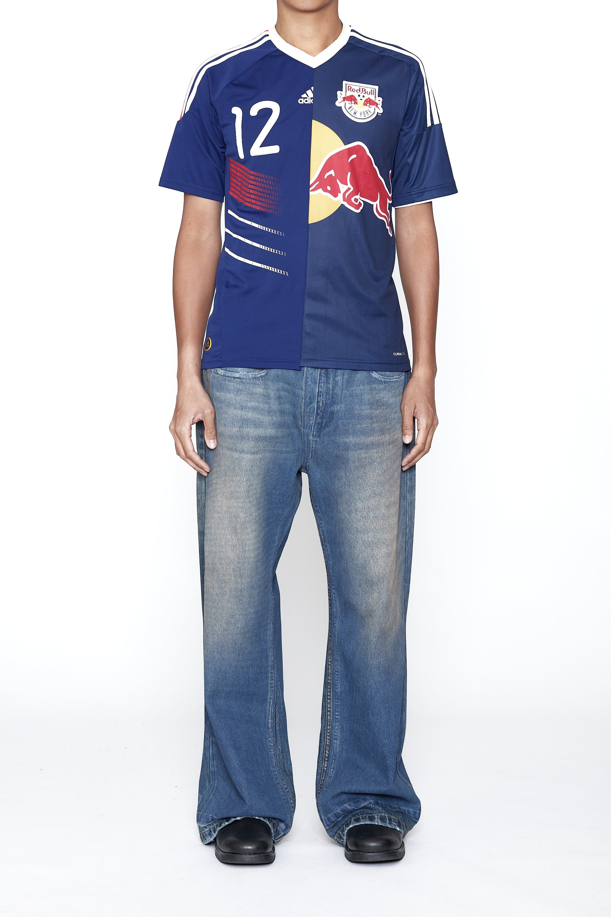 Load image into Gallery viewer, RECONSTRUCTED HYBRID VINTAGE SHRUNKEN SHORTSLEEVE FOOTBALL JERSEY (THIERRY HENRY A)