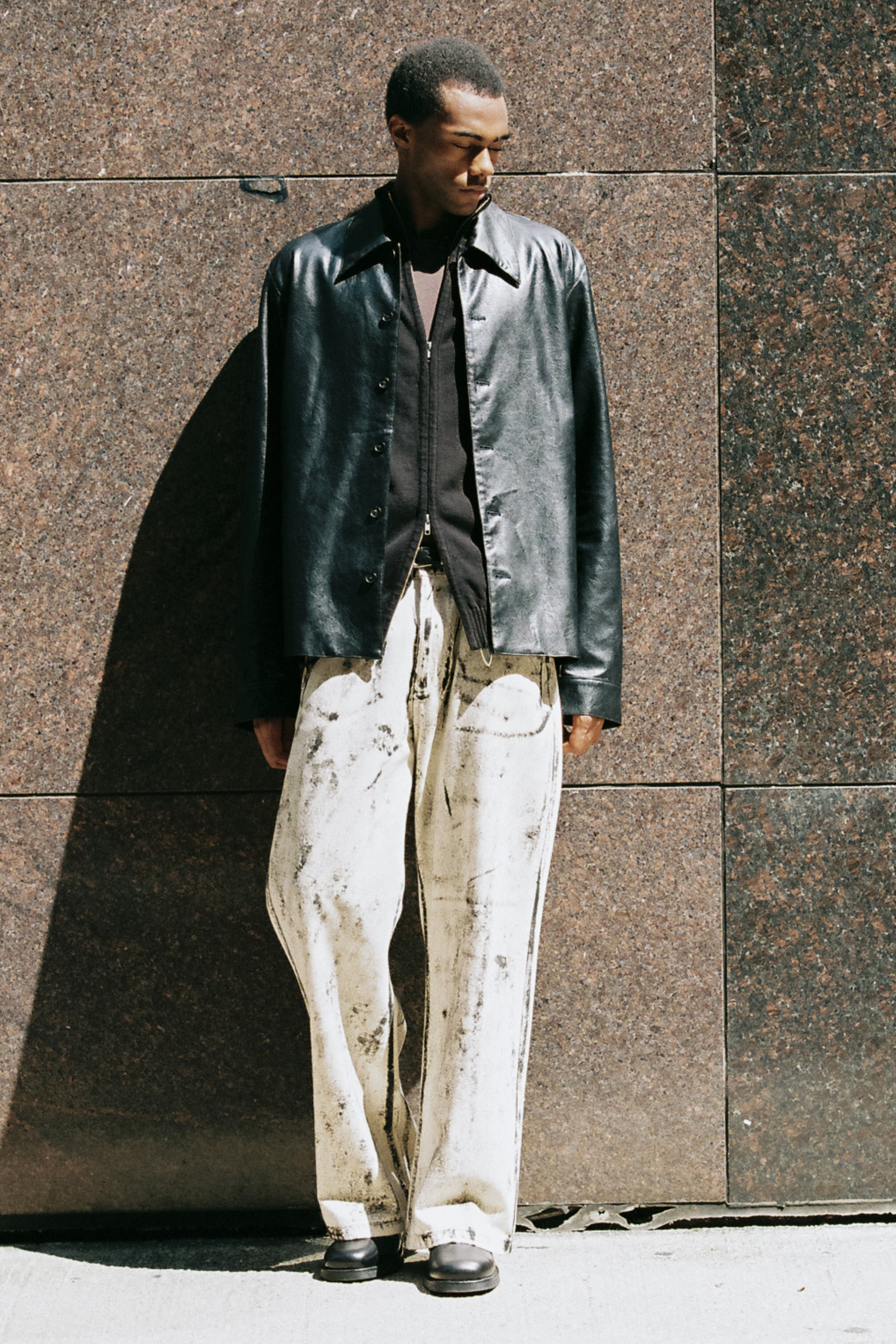 Load image into Gallery viewer, BLACK SYNTHETIC LEATHER CUT OUT TIERED JACKET