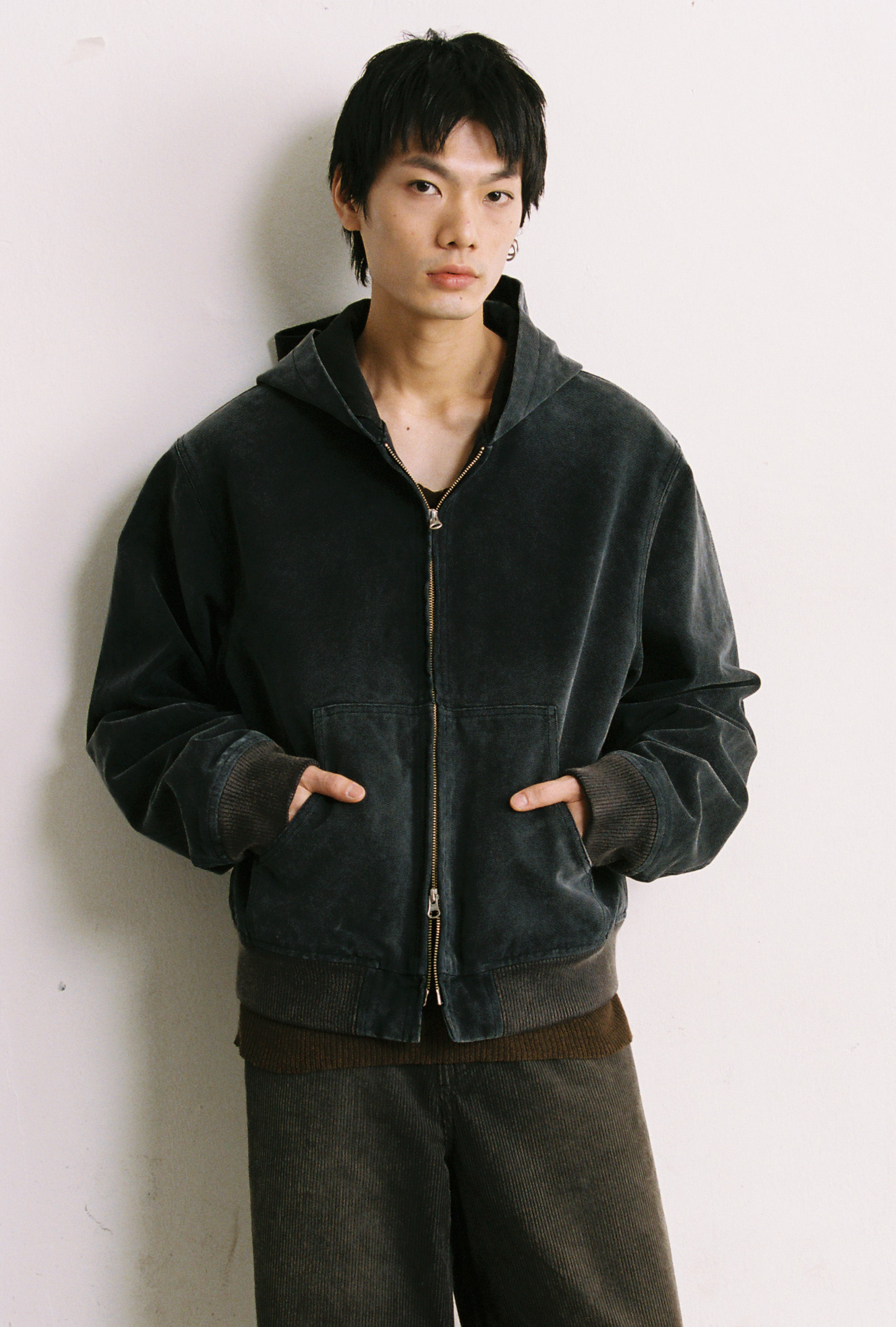 Load image into Gallery viewer, FADED BLACK CANVAS HOODIE JACKET