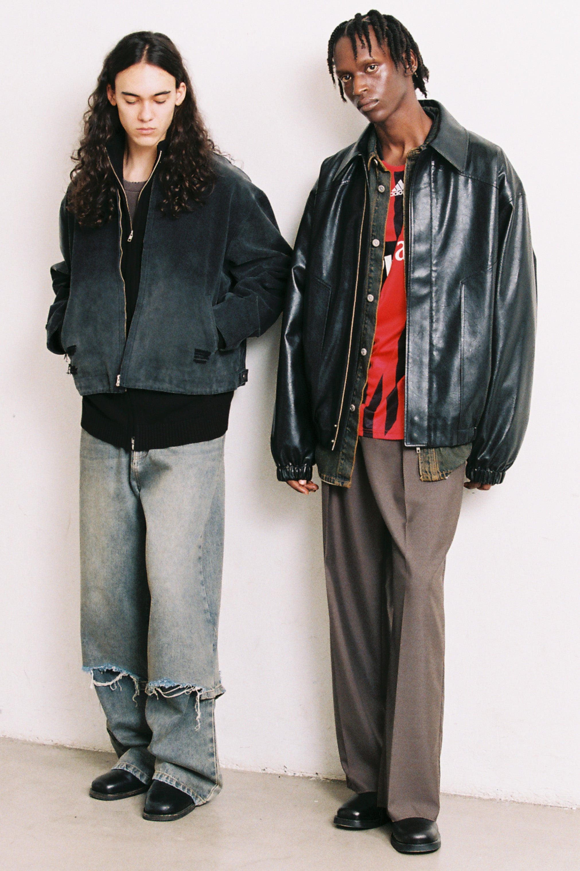 BROWN WOOL POLY INVERTED TUCKS SLACKS