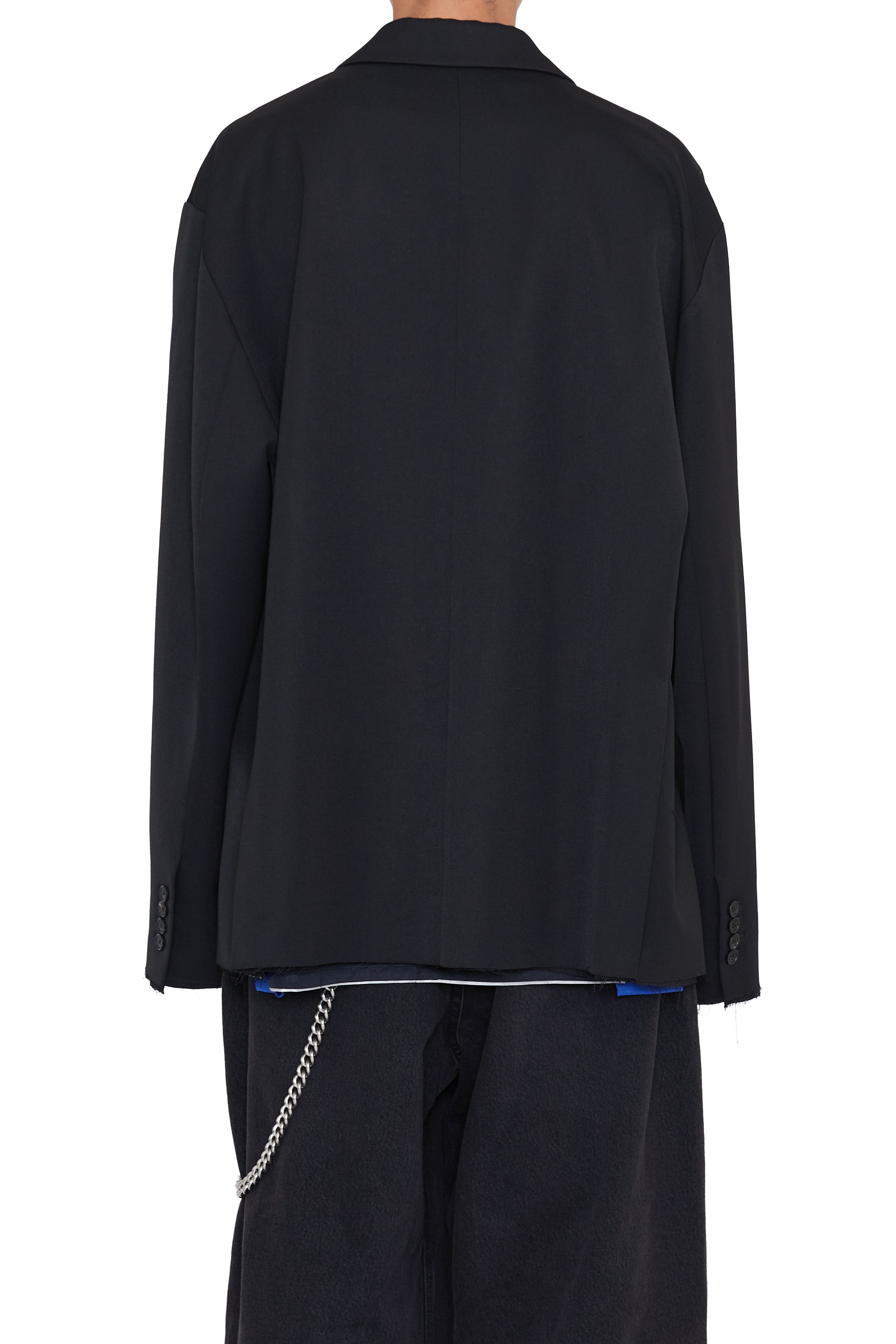 Load image into Gallery viewer, BLACK WOOL GABARDINE OVERSIZED DEMOLISHED BLAZER