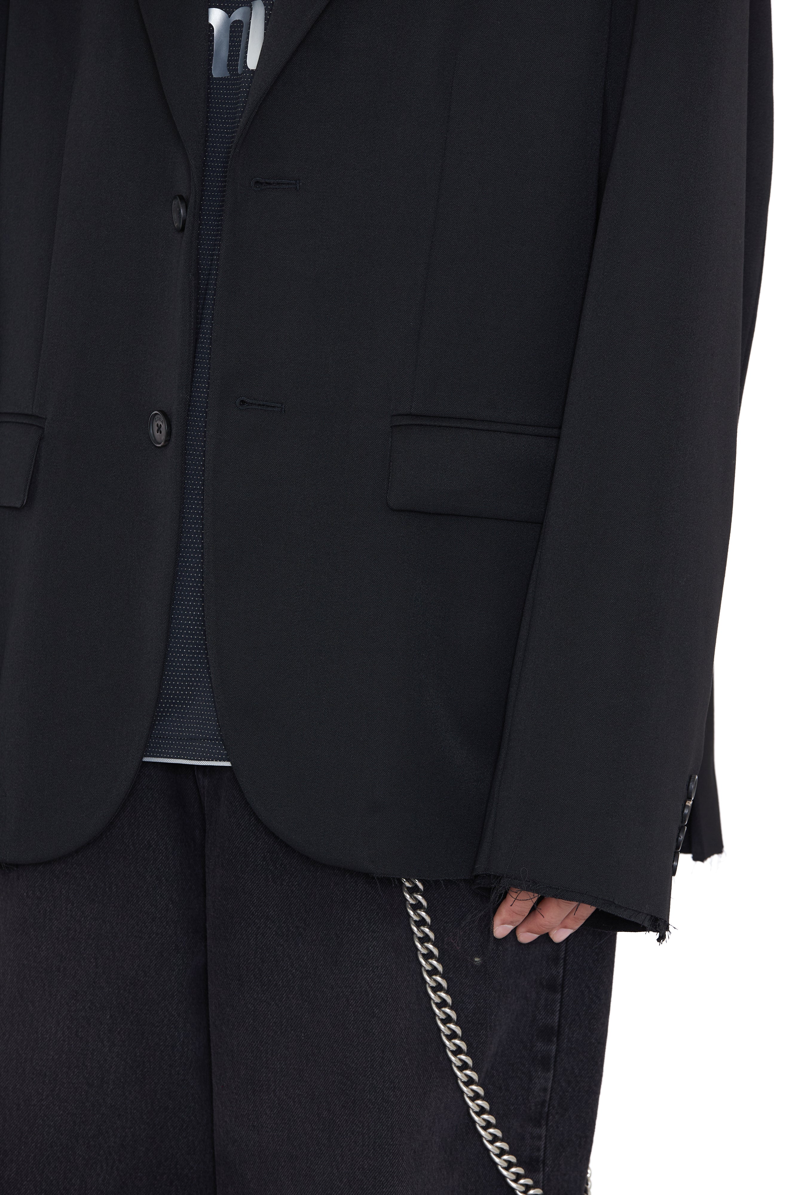 Load image into Gallery viewer, BLACK WOOL GABARDINE OVERSIZED DEMOLISHED BLAZER