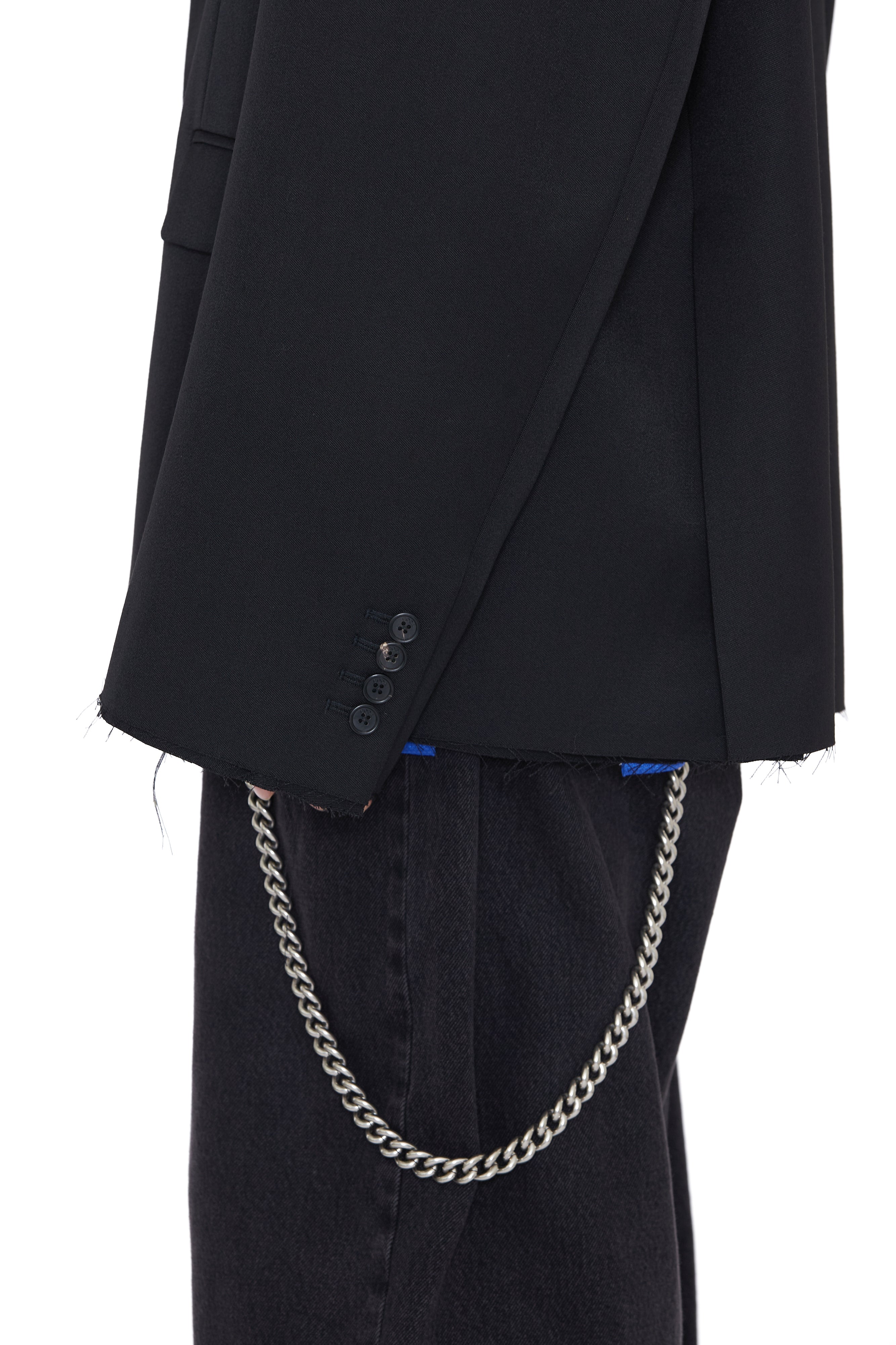 Load image into Gallery viewer, BLACK WOOL GABARDINE OVERSIZED DEMOLISHED BLAZER
