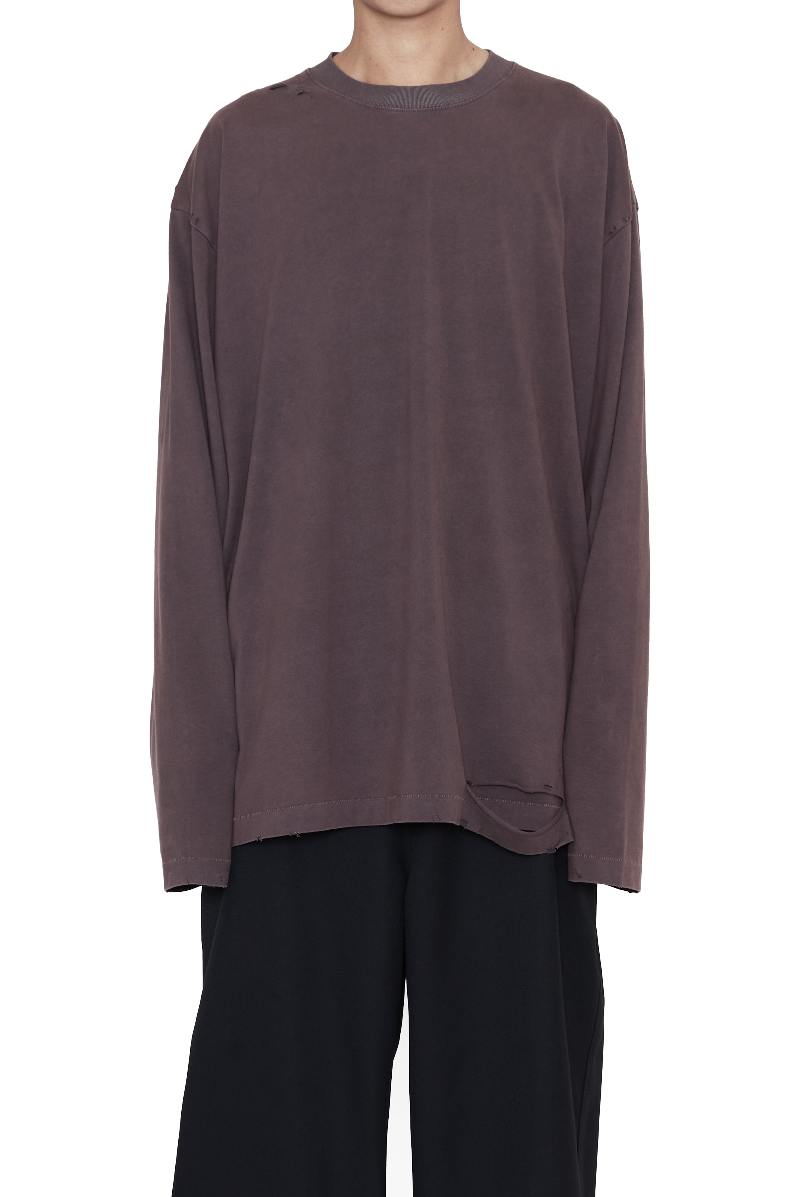 Load image into Gallery viewer, GREY AGING DOUBLE LAYERED DESTROYED T-SHIRT