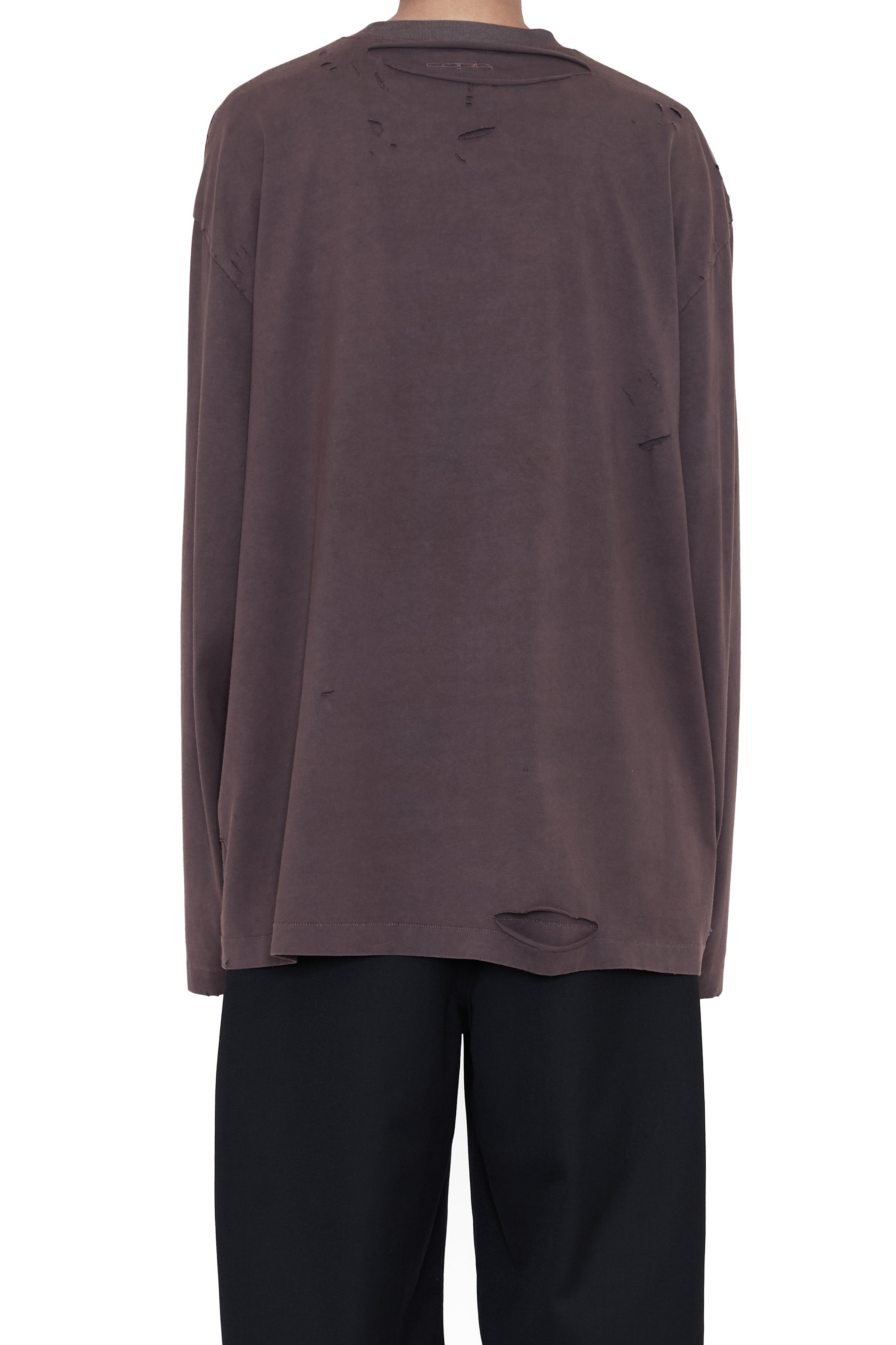 Load image into Gallery viewer, GREY AGING DOUBLE LAYERED DESTROYED T-SHIRT