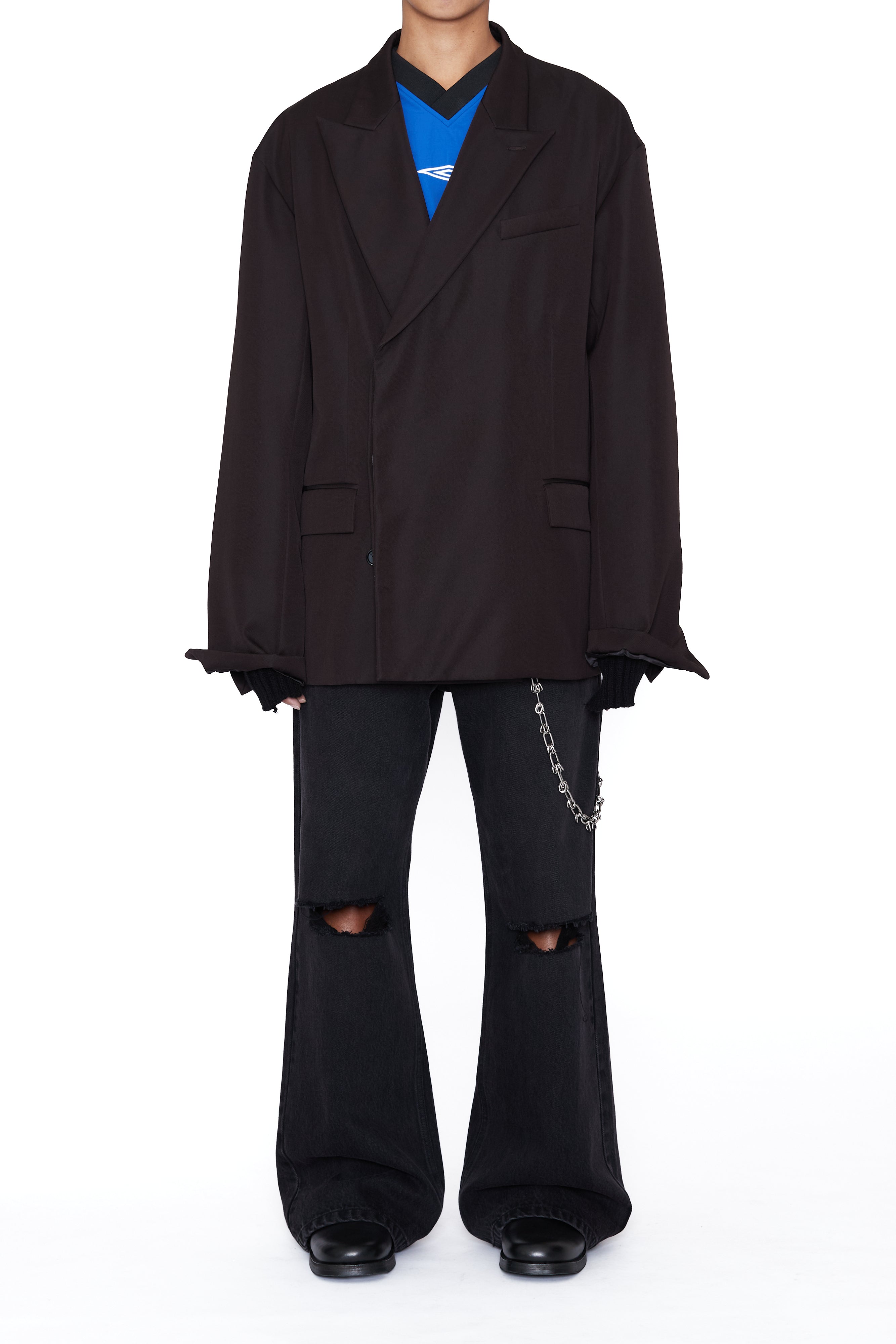 Load image into Gallery viewer, BROWN DOUBLE BREASTED OVERSIZED JAZZ BLAZER