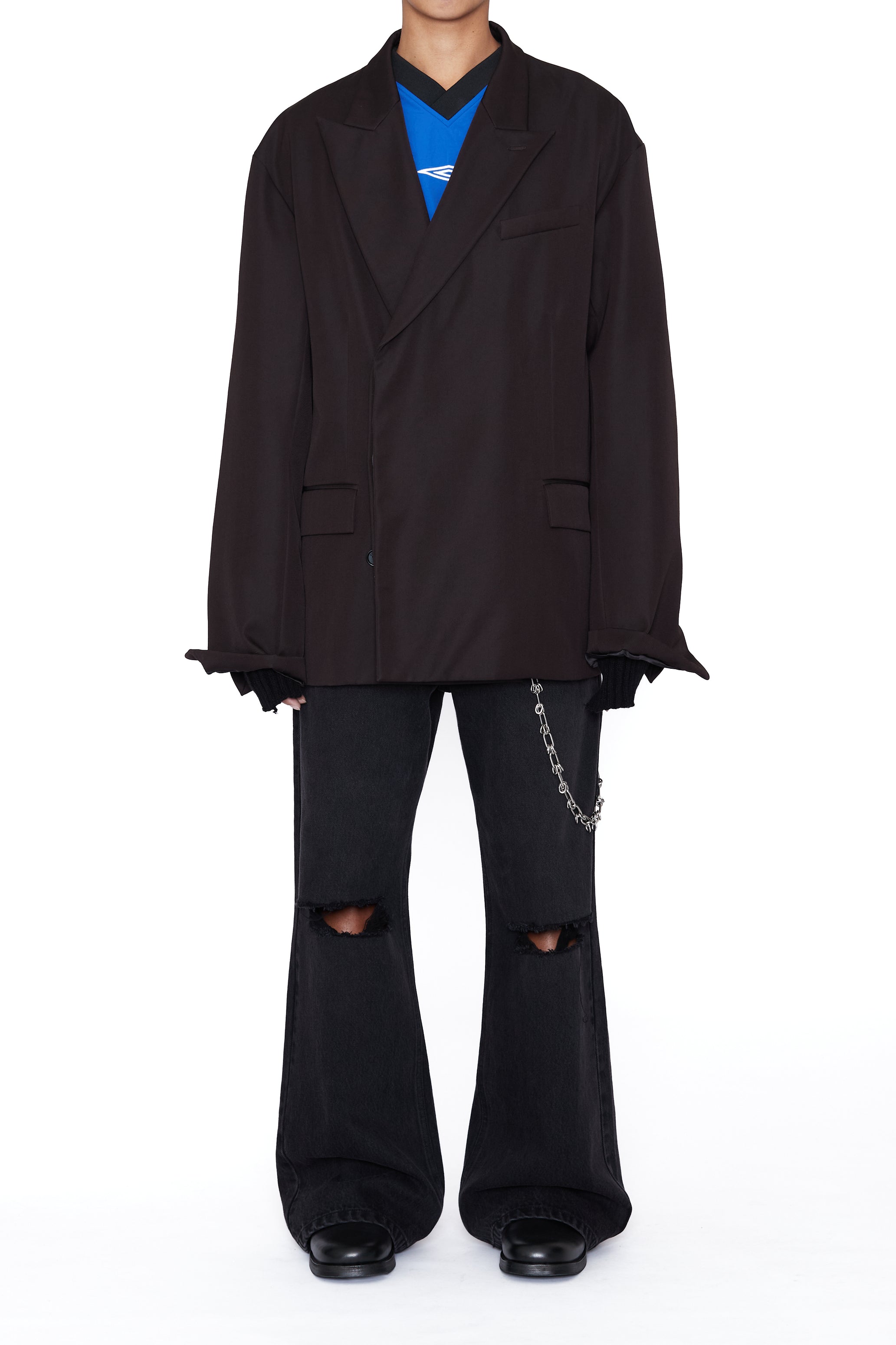 BROWN DOUBLE BREASTED OVERSIZED JAZZ BLAZER