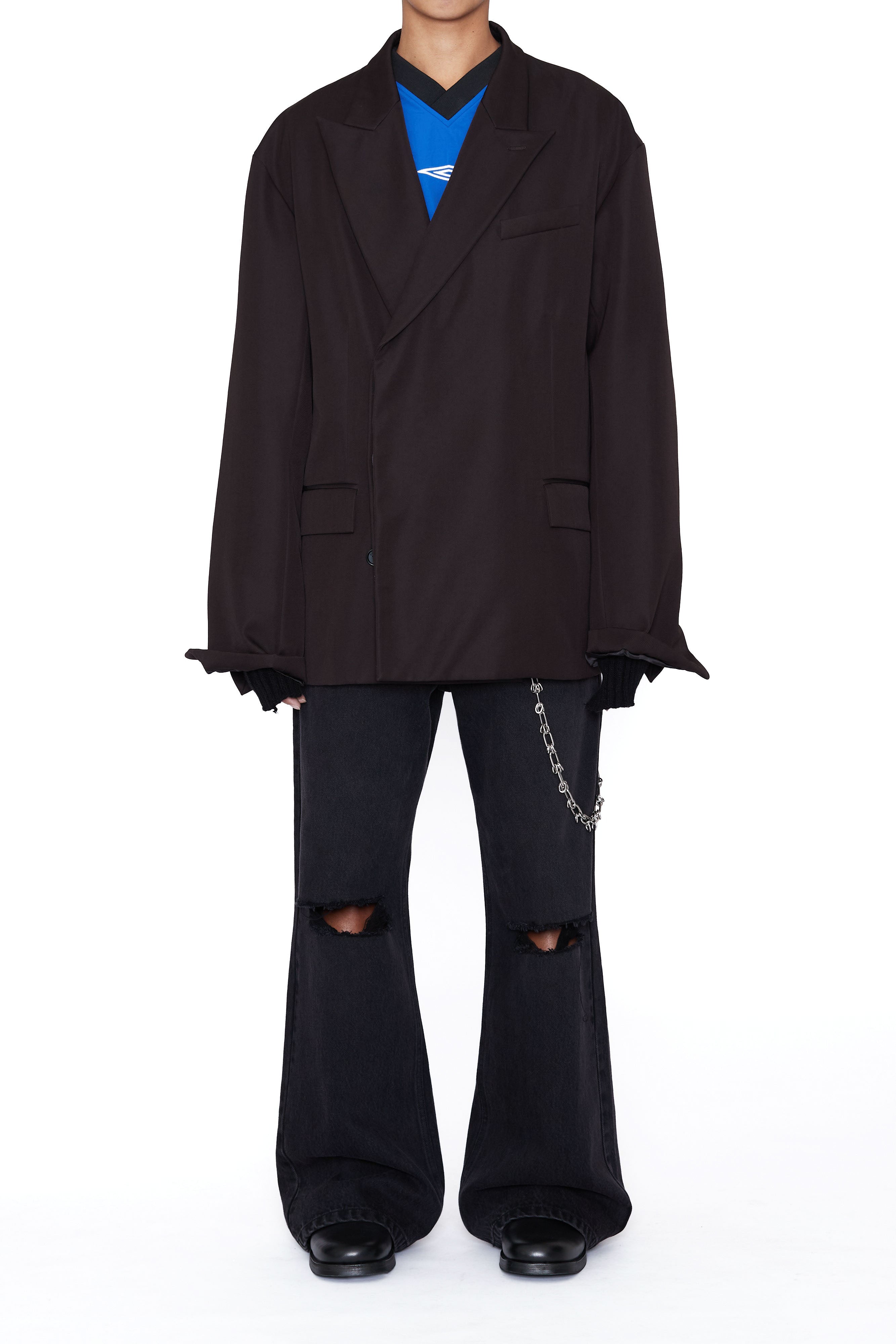 Load image into Gallery viewer, BLACK WASHED DESTROYED EXTENDED CUT FLARED JEANS