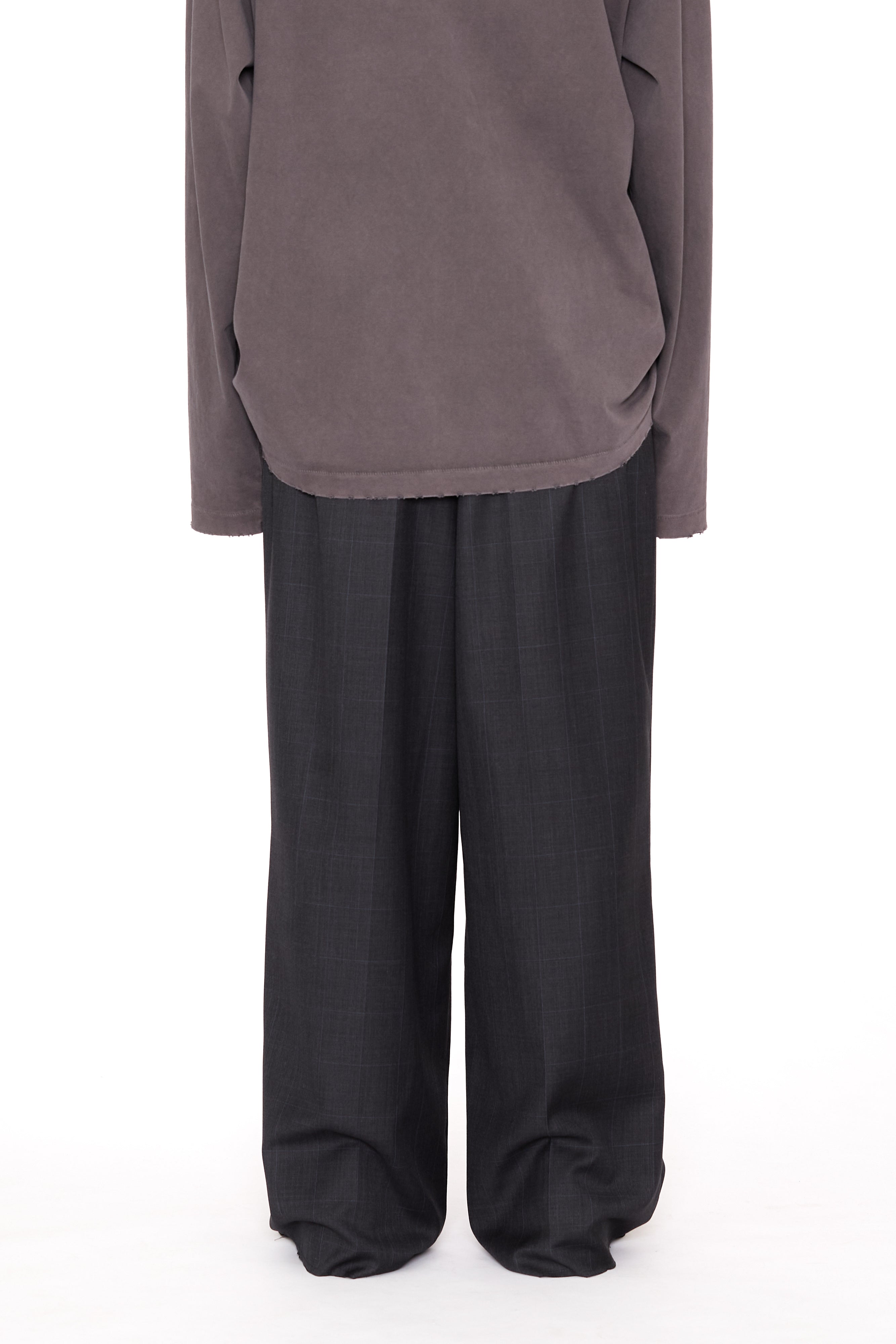 Load image into Gallery viewer, ZINC CHECK WOOL EXTENDED CUT TAILORED WIDE SLACK