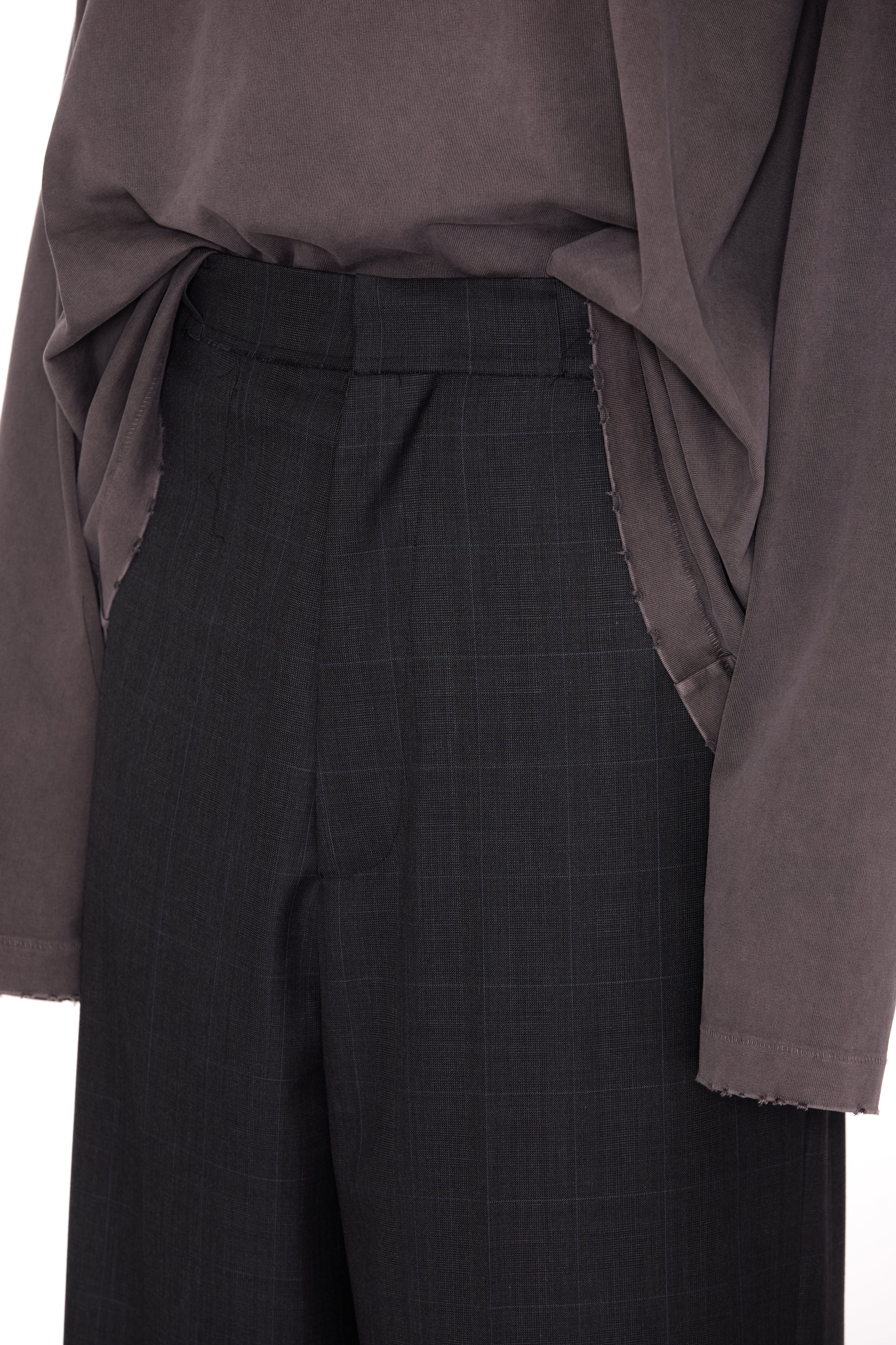 Load image into Gallery viewer, ZINC CHECK WOOL EXTENDED CUT TAILORED WIDE SLACK