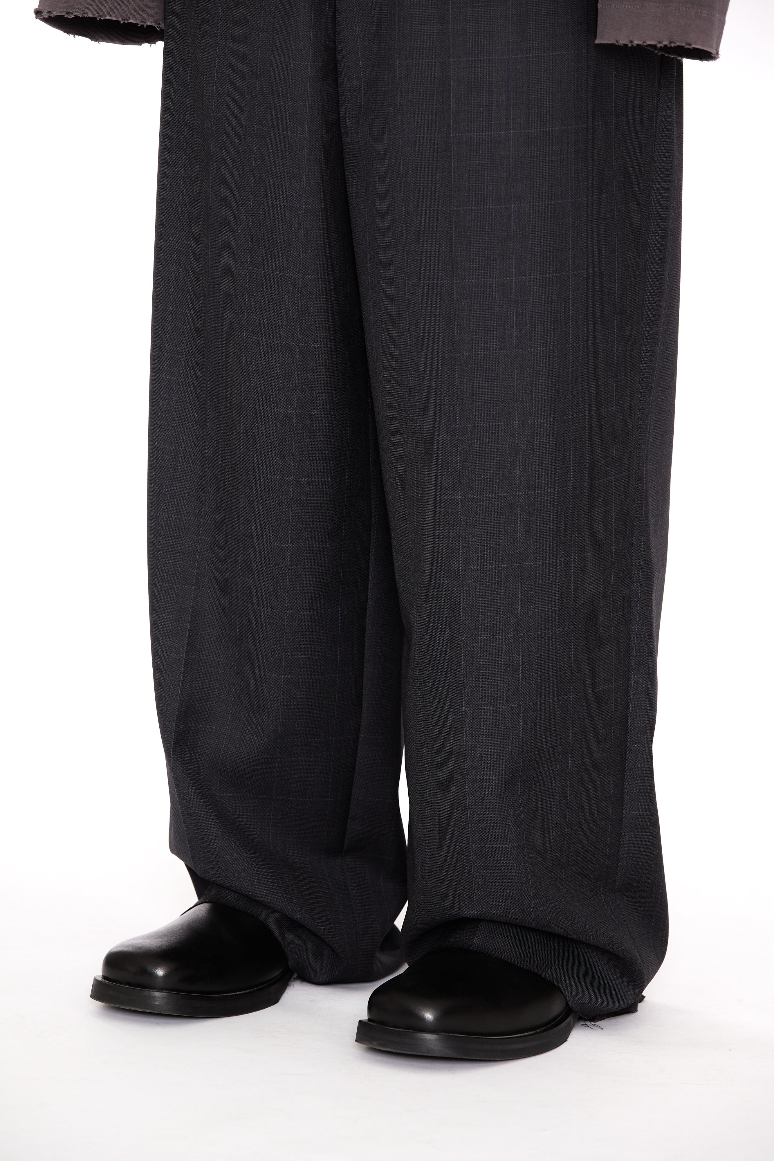 Load image into Gallery viewer, ZINC CHECK WOOL EXTENDED CUT TAILORED WIDE SLACK