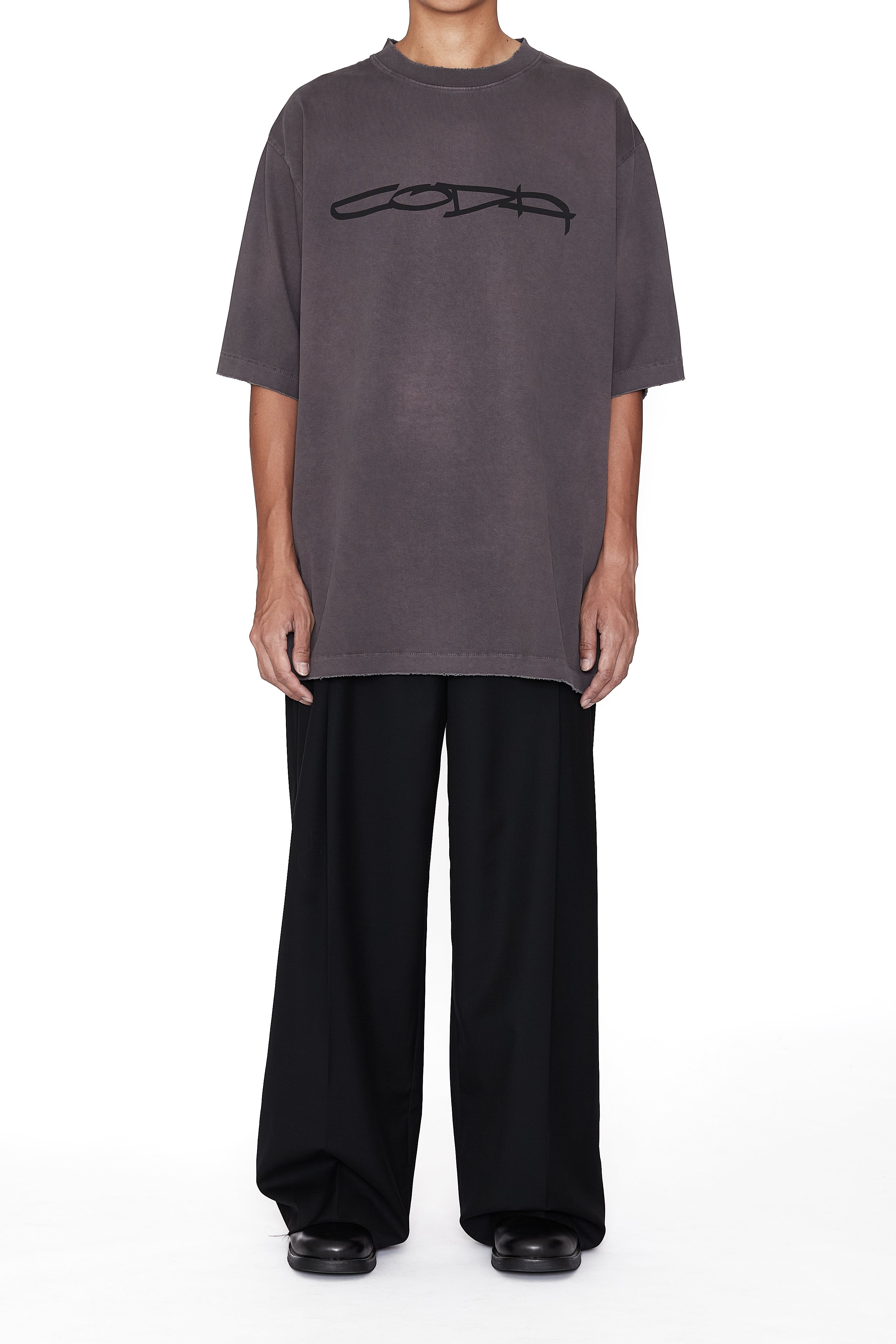 Load image into Gallery viewer, GREY WASHED DISTRESSED AGING GRAFFITI PRINTED SHORT SLEEVE T-SHIRT
