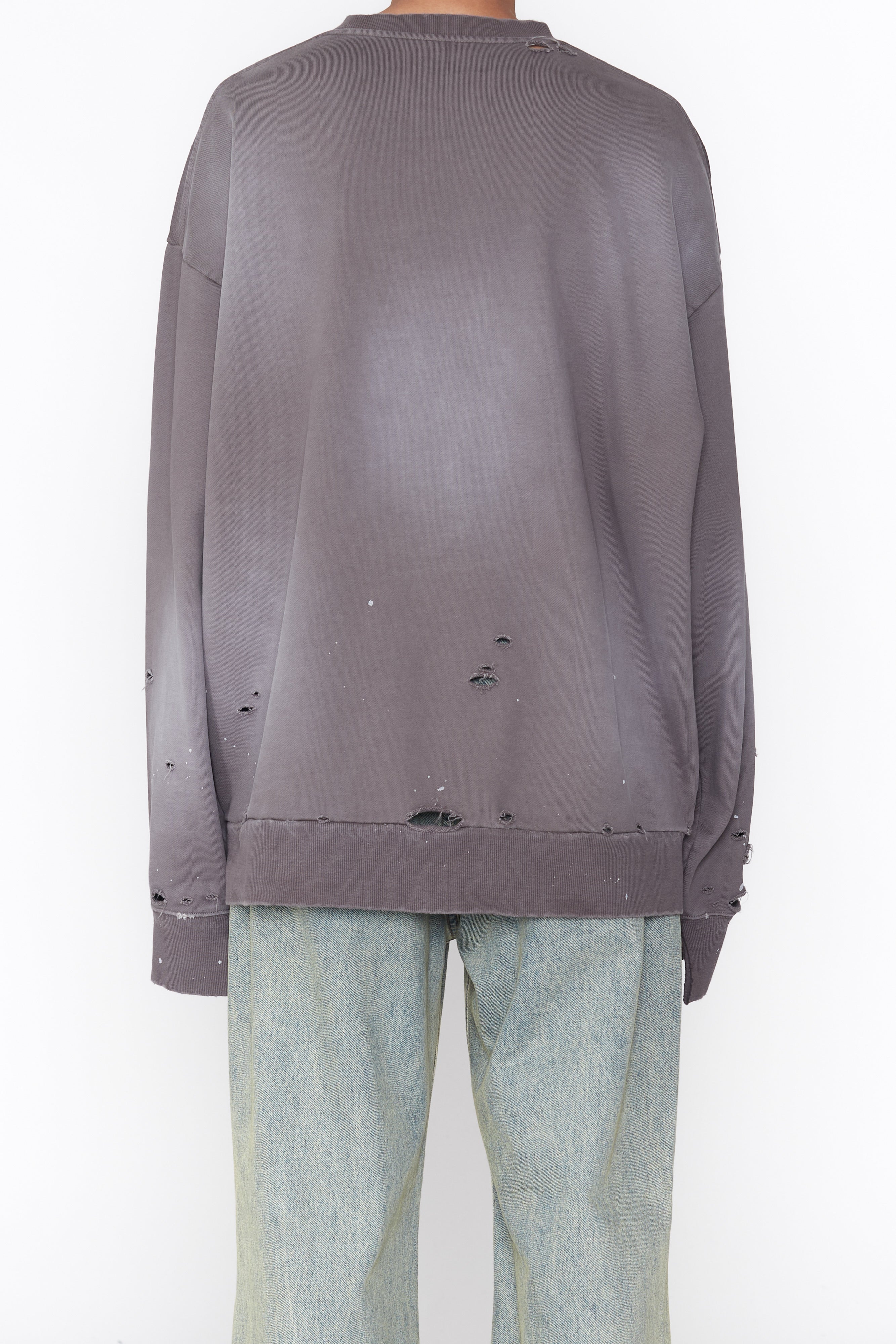 Load image into Gallery viewer, GREY WASHED AGING BLEACHED DESTROYED SWEATSHIRT
