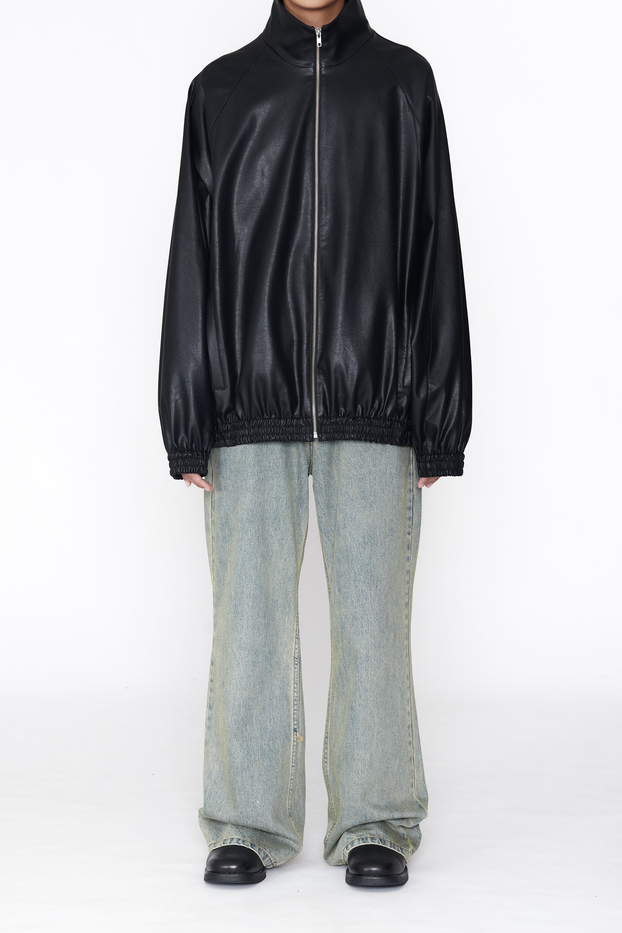 BLACK SYNTHETIC LEATHER ALL WEATHER PRO SPORTS JACKET