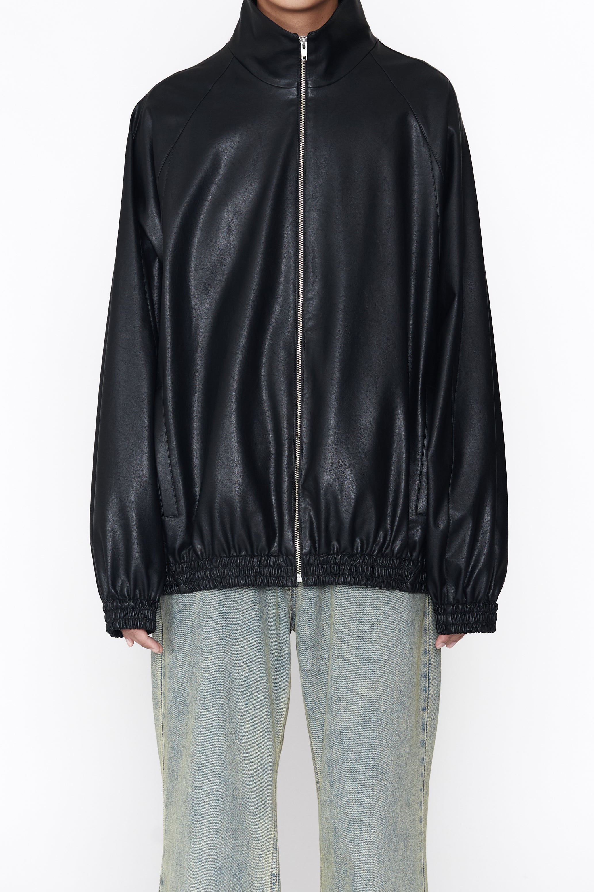 BLACK SYNTHETIC LEATHER ALL WEATHER PRO SPORTS JACKET