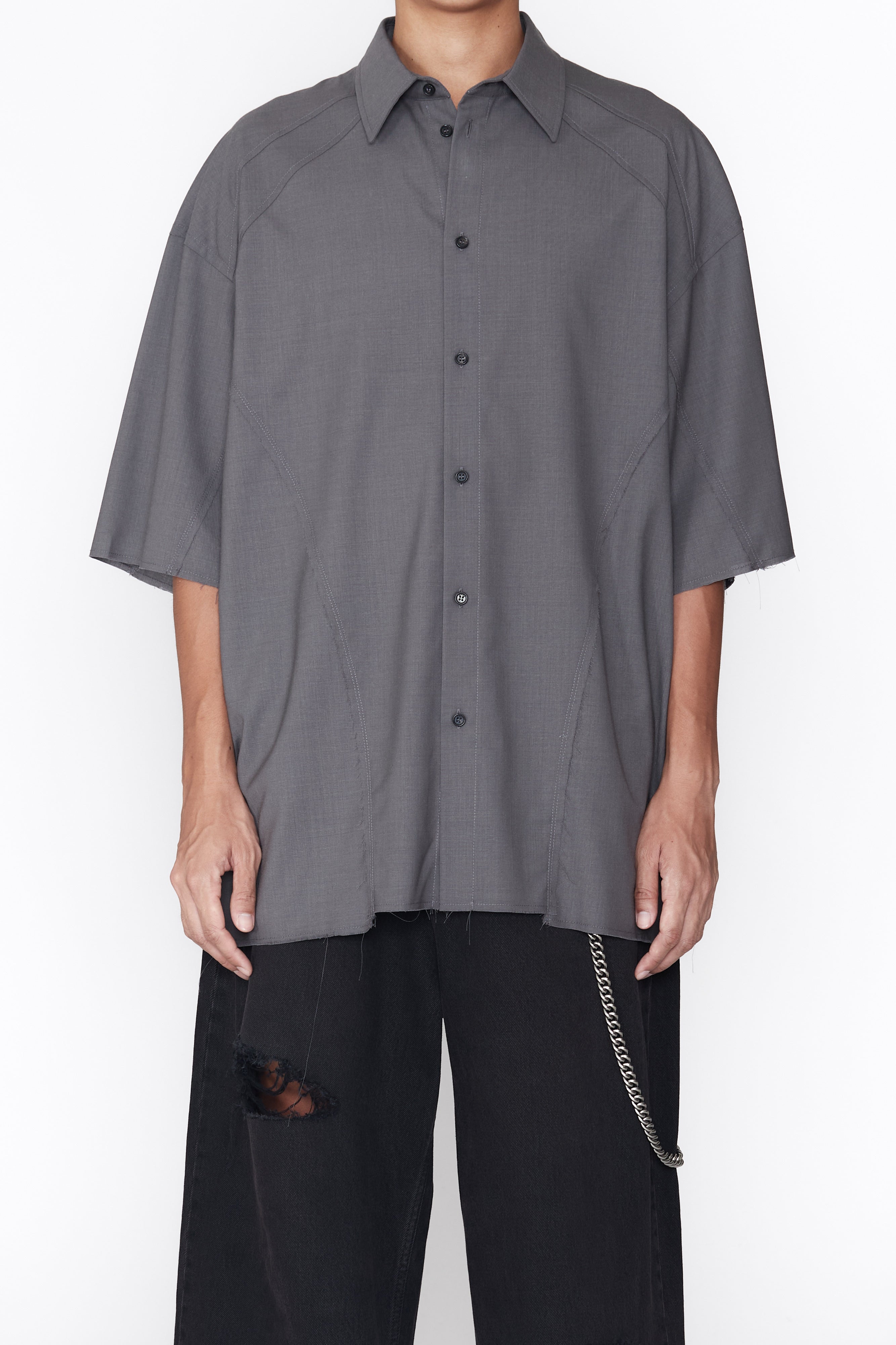 Load image into Gallery viewer, DUST GREY WOOL POLY RECONSTRUCTED PRO SPORTS SHIRT