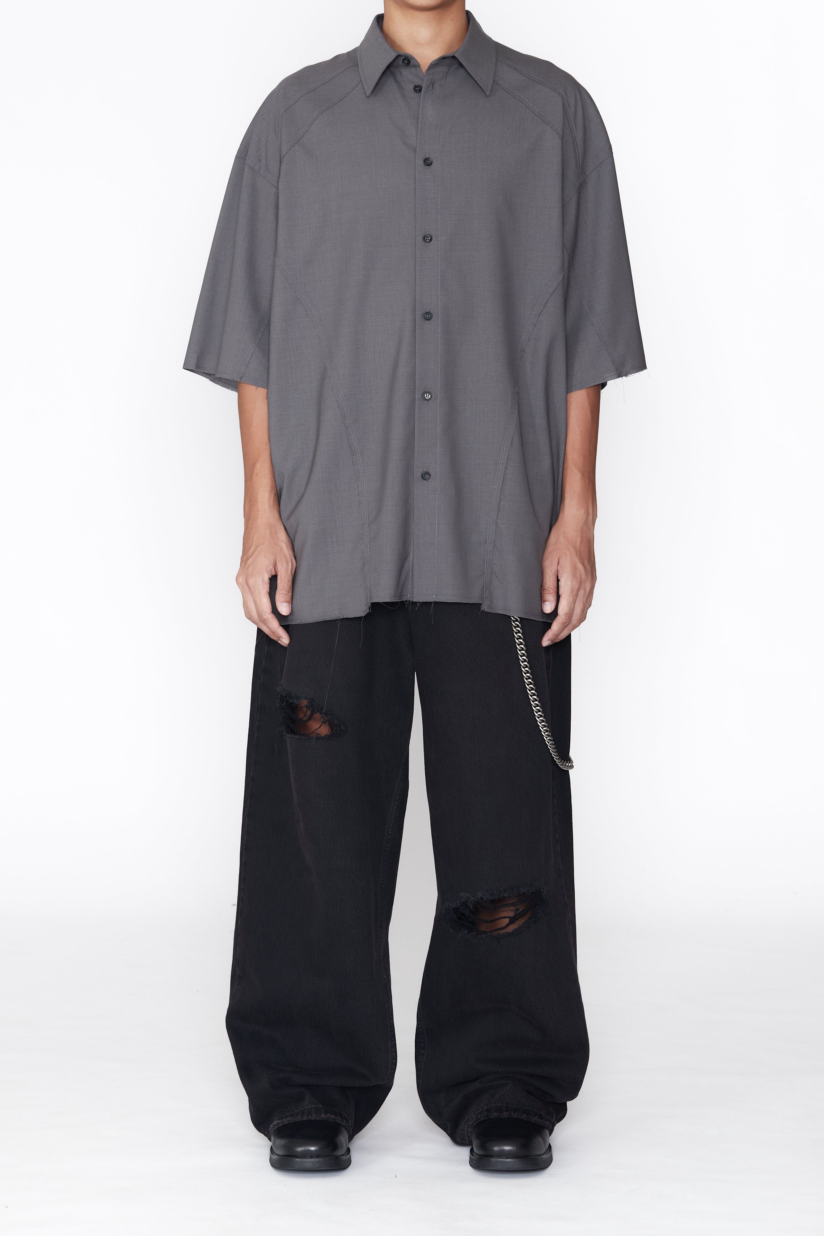 Load image into Gallery viewer, DUST GREY WOOL POLY RECONSTRUCTED PRO SPORTS SHIRT