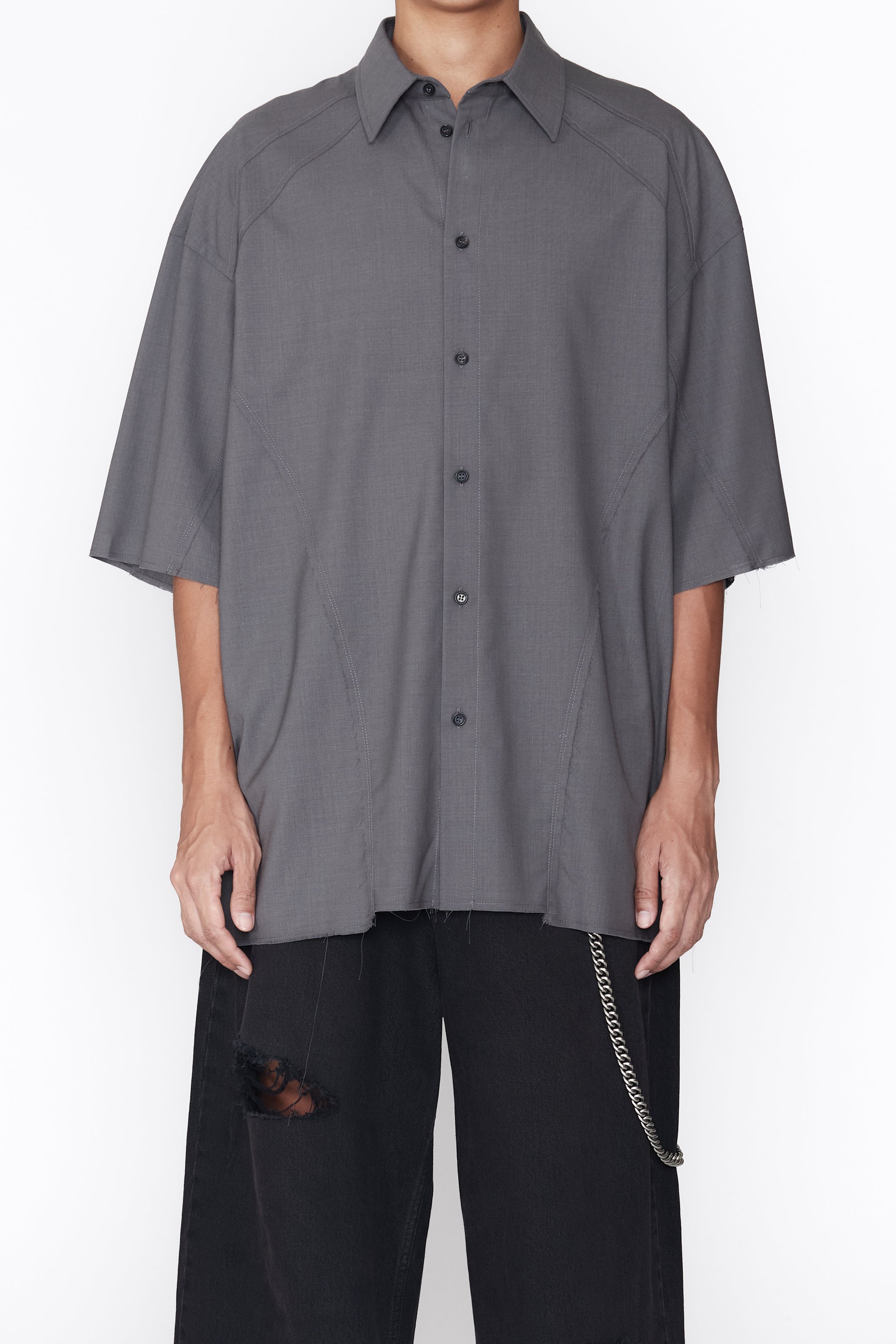 DUST GREY WOOL POLY RECONSTRUCTED PRO SPORTS SHIRT