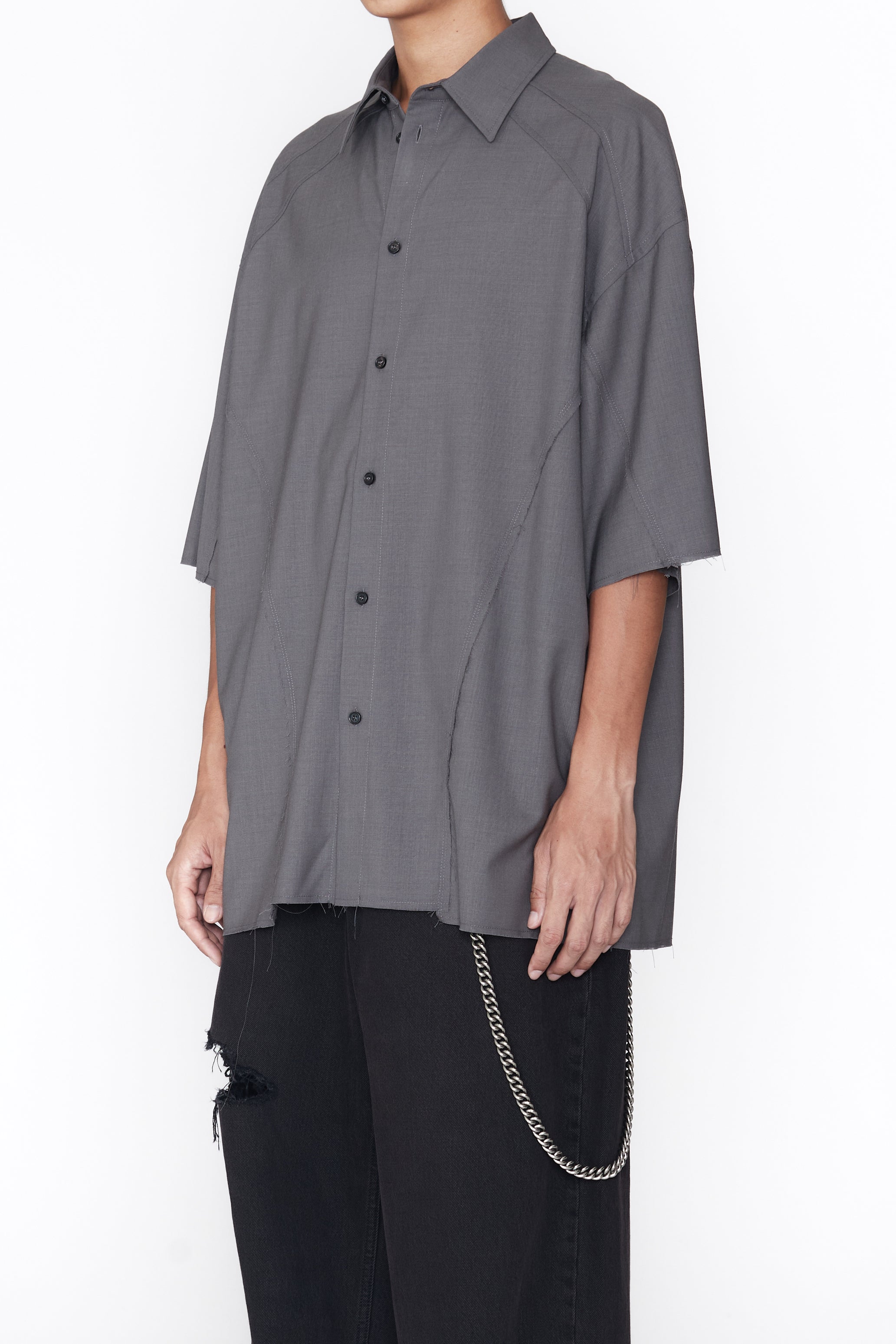 DUST GREY WOOL POLY RECONSTRUCTED PRO SPORTS SHIRT