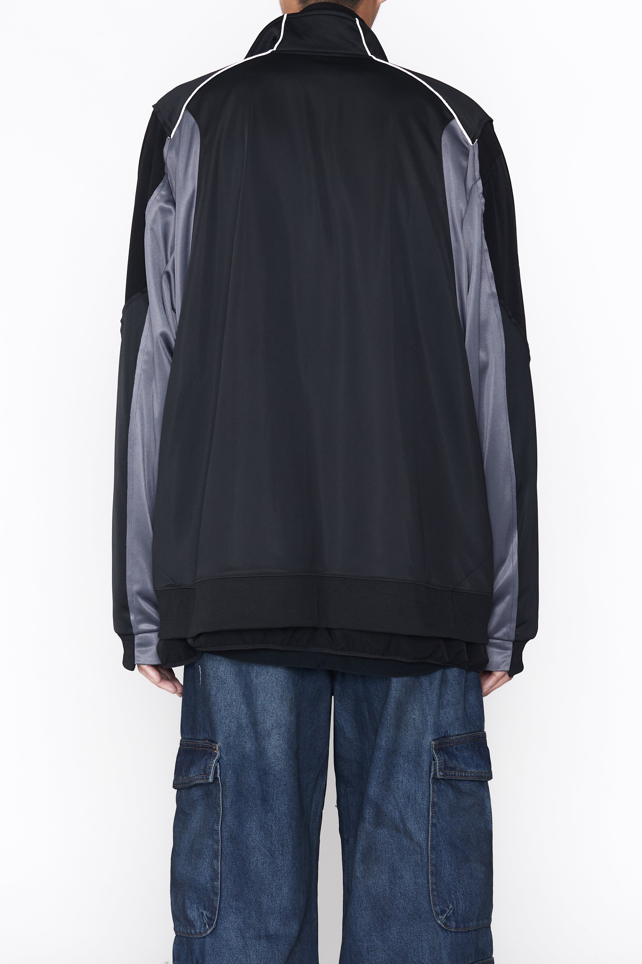 BLACK 2IN1 DOUBLE LAYER HYBRID TRACK JACKET