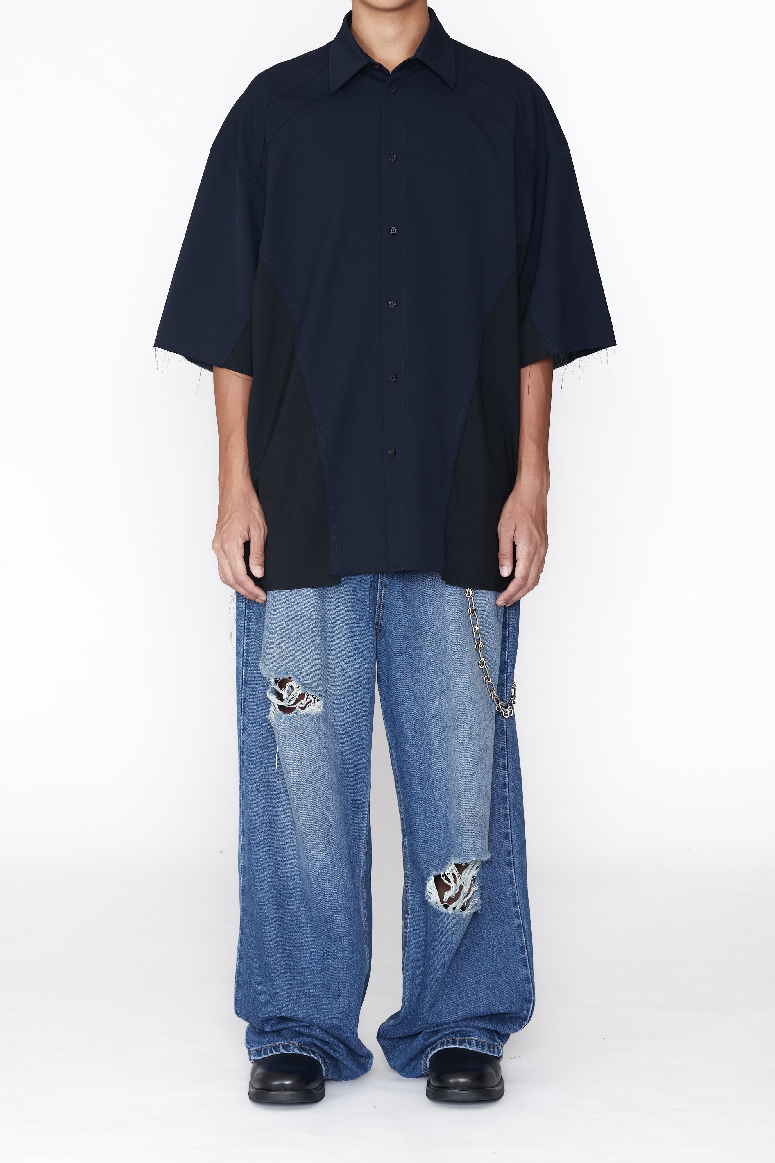 Load image into Gallery viewer, NAVY WOOL POLY RECONSTRUCTED PRO SPORTS SHIRT